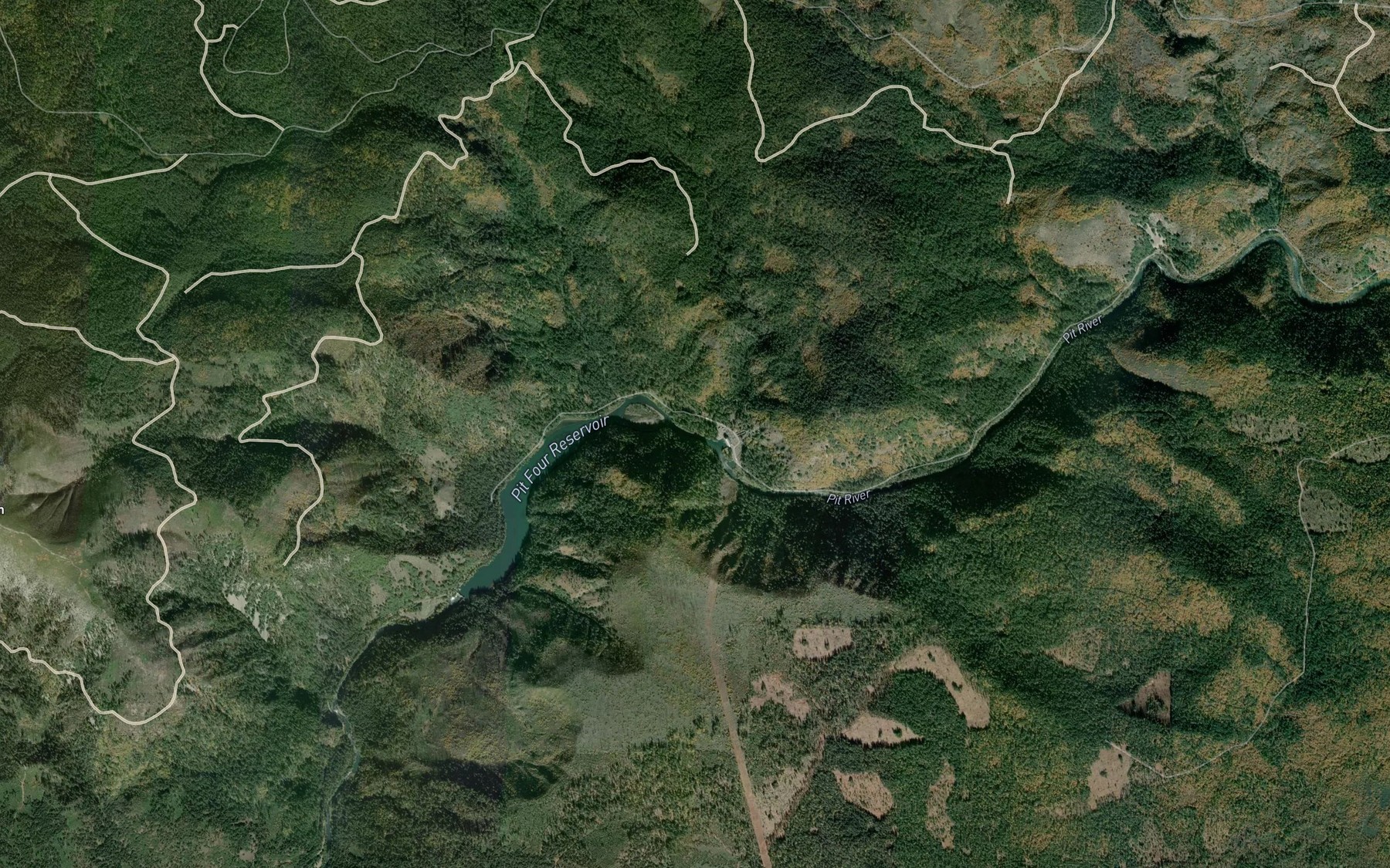 Satellite map of the Screwdriver Creek