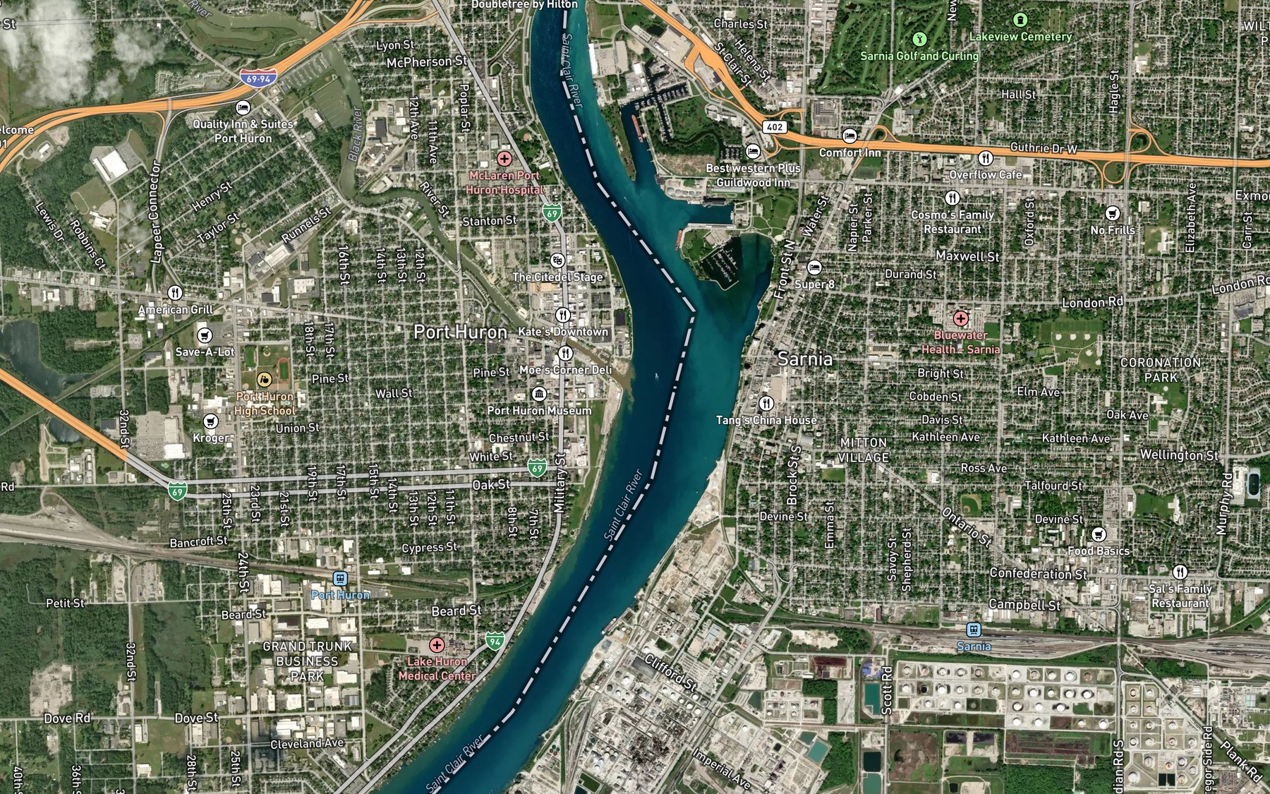 Satellite map of the Black River