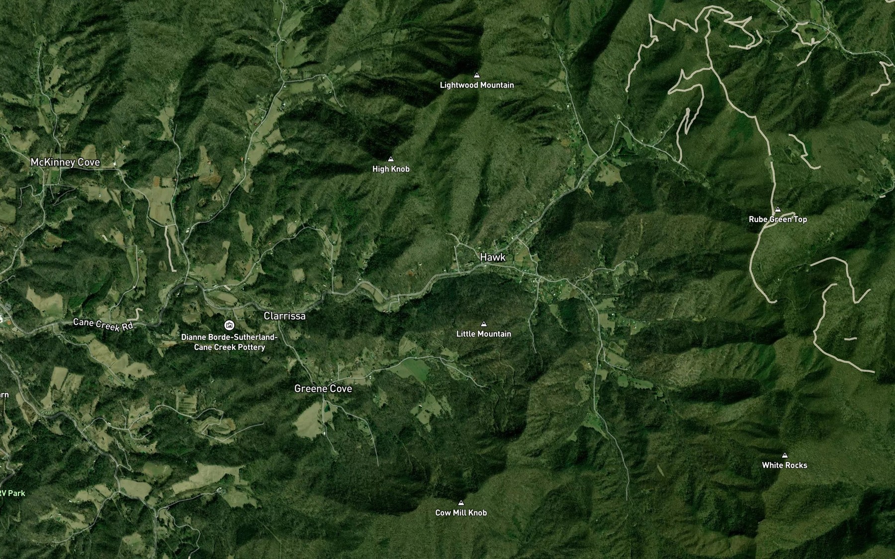 Satellite map of the Laurel Branch