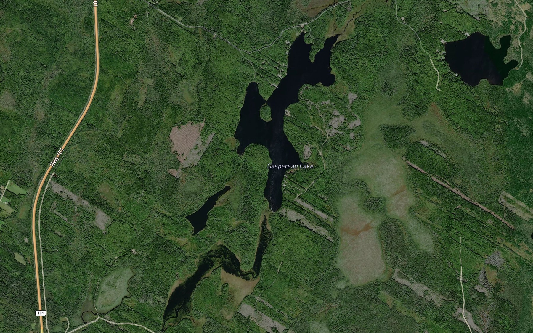 Satellite map of the Gaspereau Lake