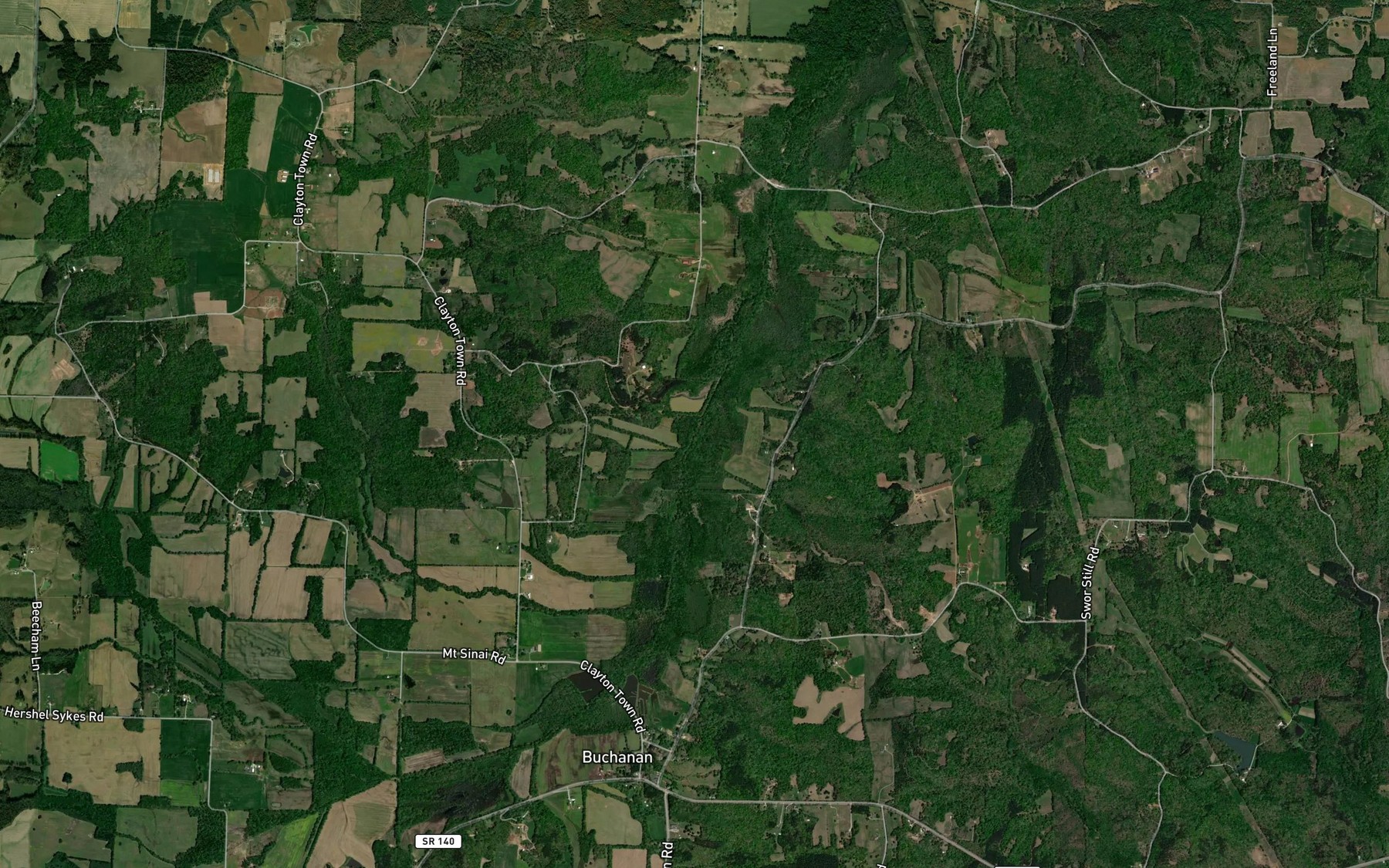 Satellite map of the Blood River Drainage Ditch