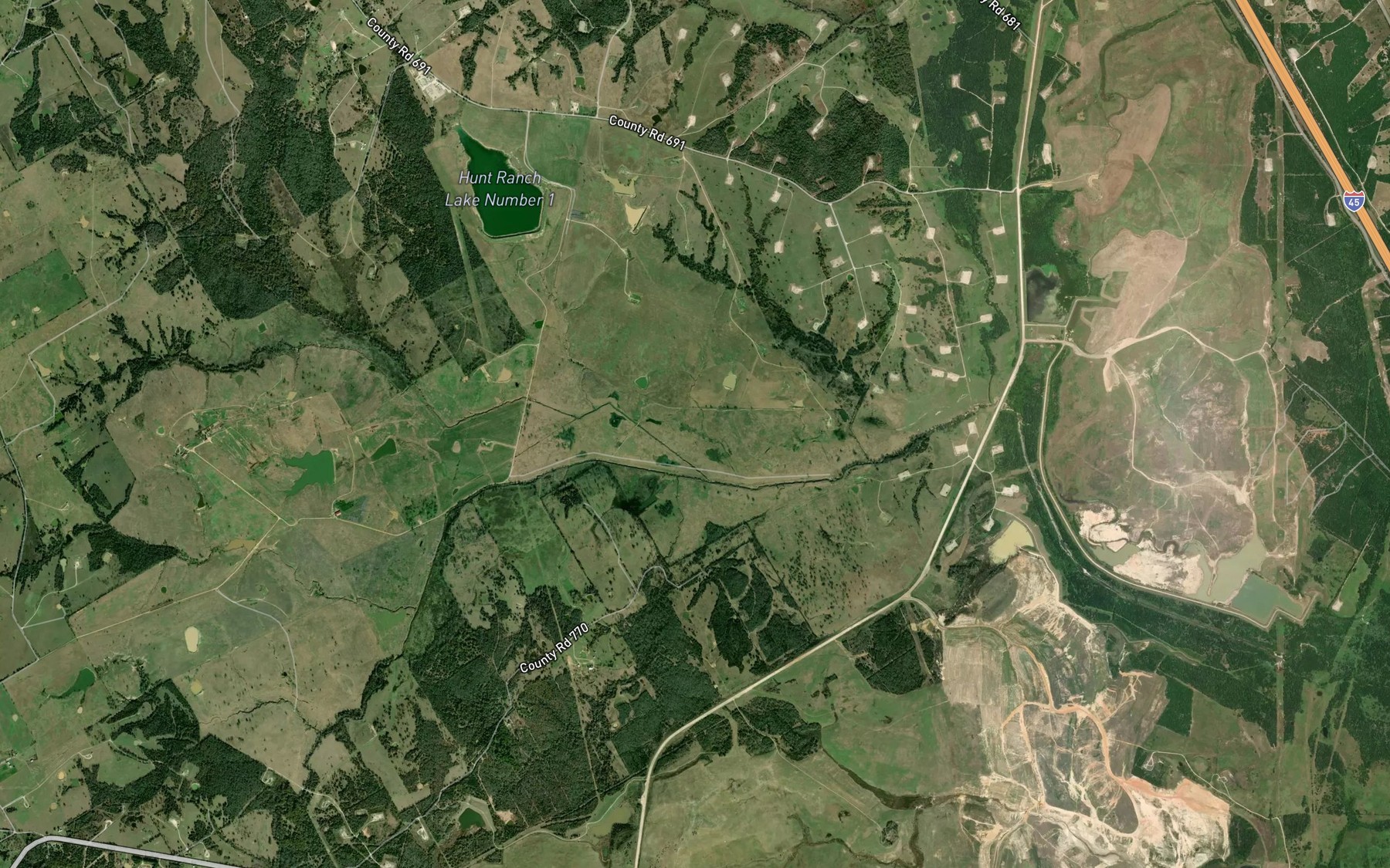 Satellite map of the Bee Branch