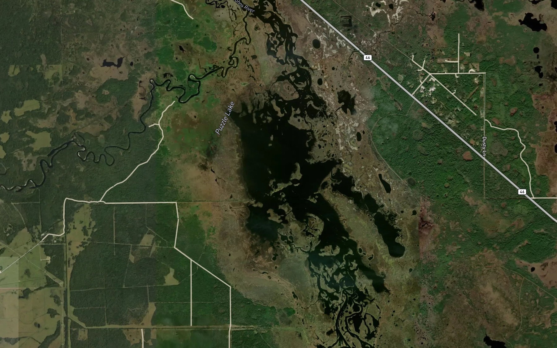 Satellite map of the Puzzle Lake