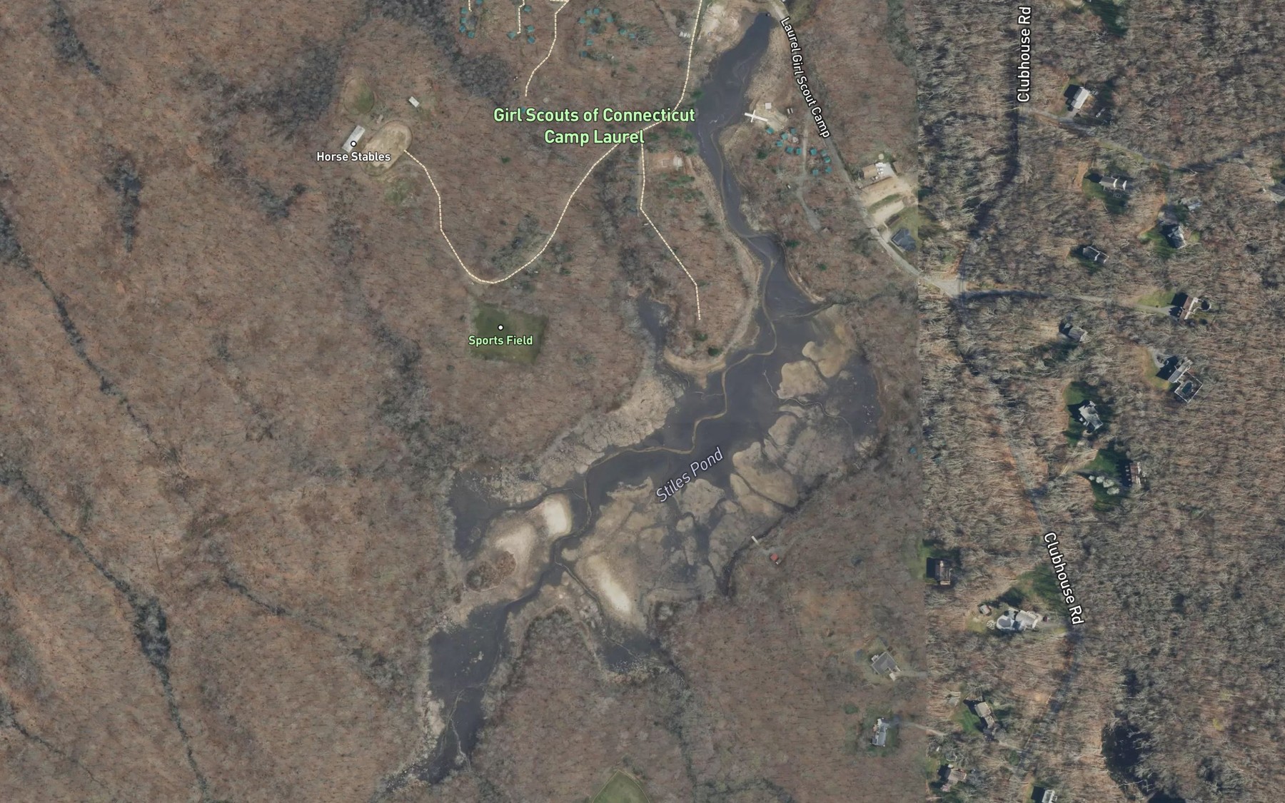 Satellite map of the Stiles Pond
