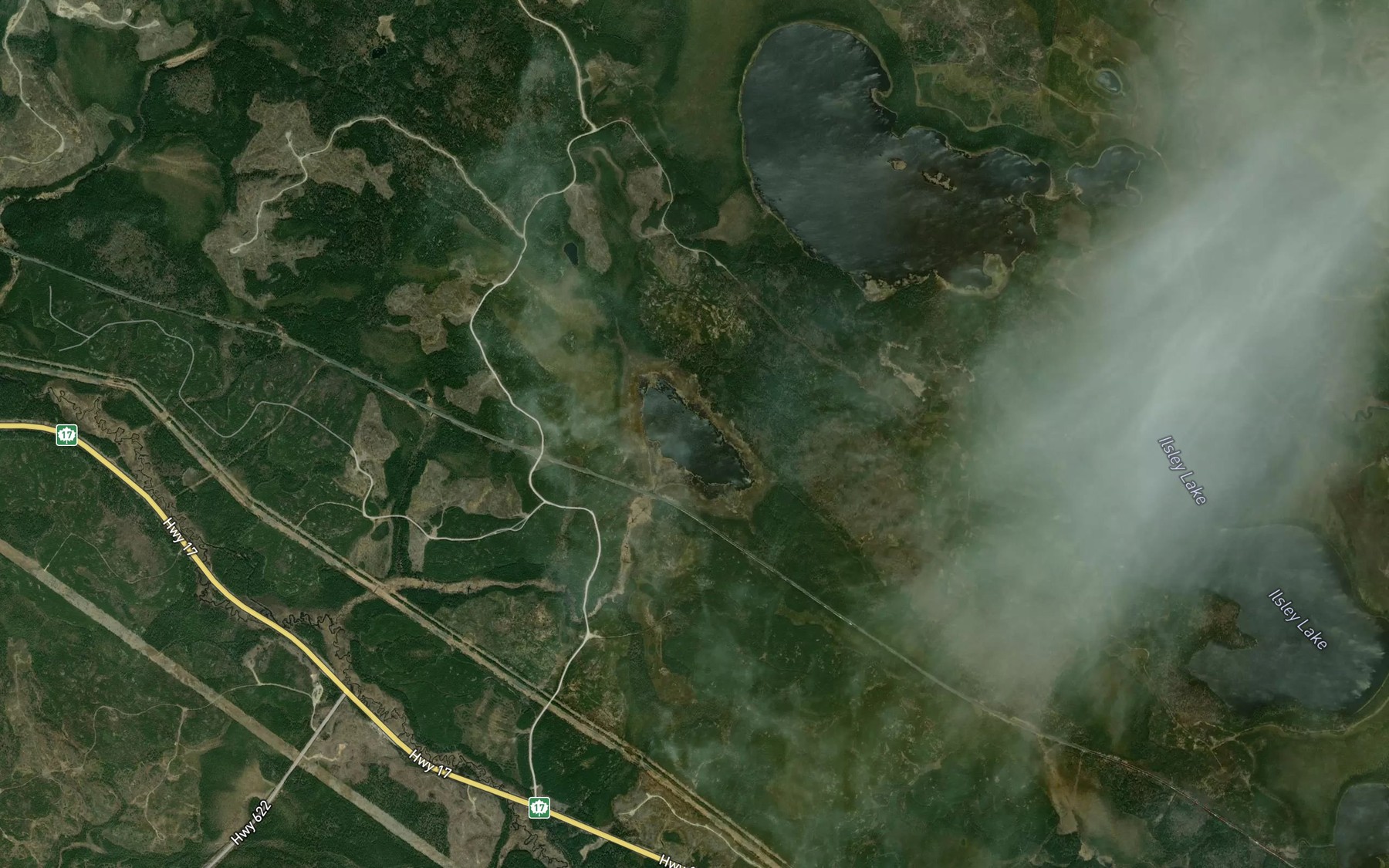 Satellite map of the Bulrush Lake
