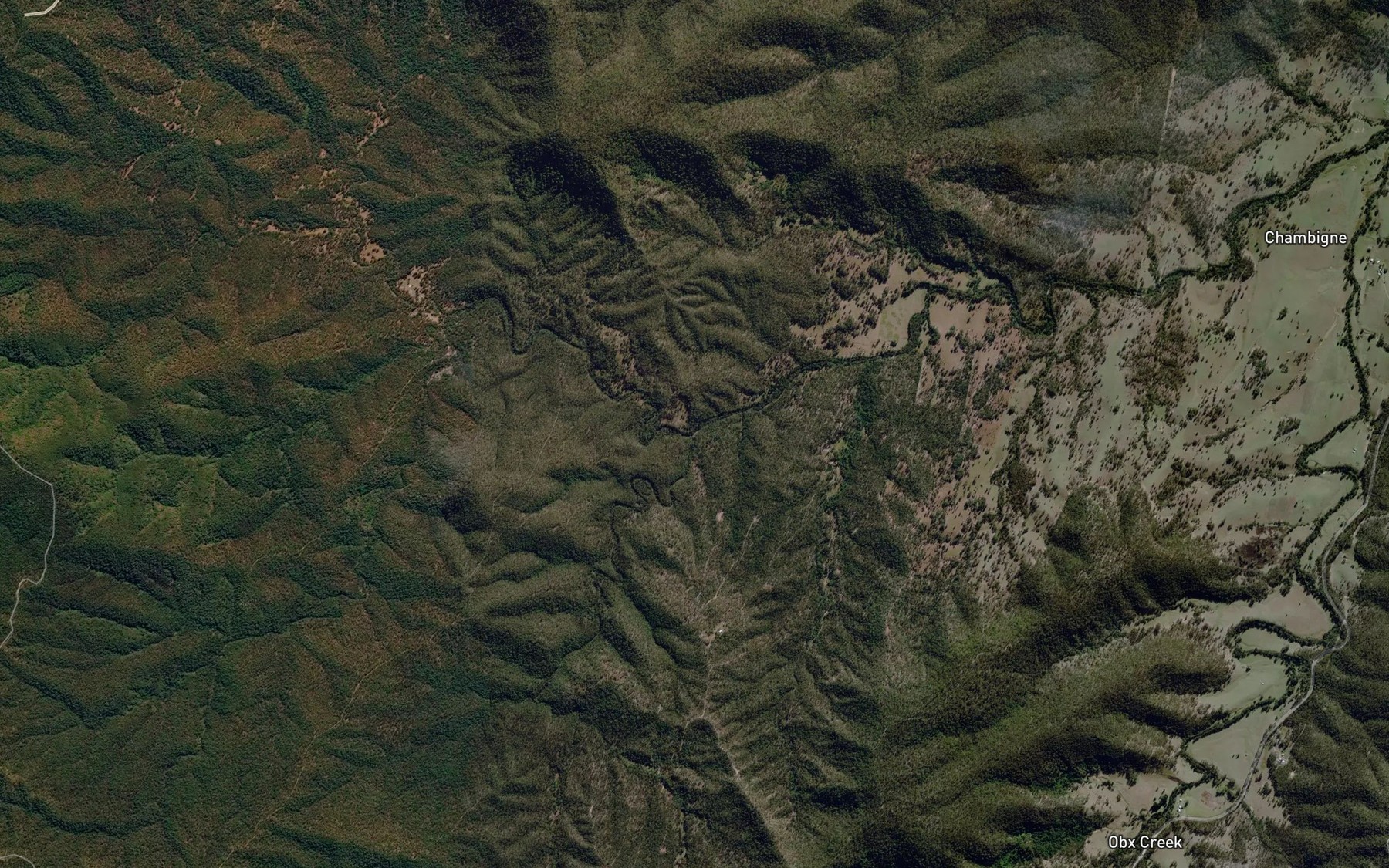 Satellite map of the Stinking Creek