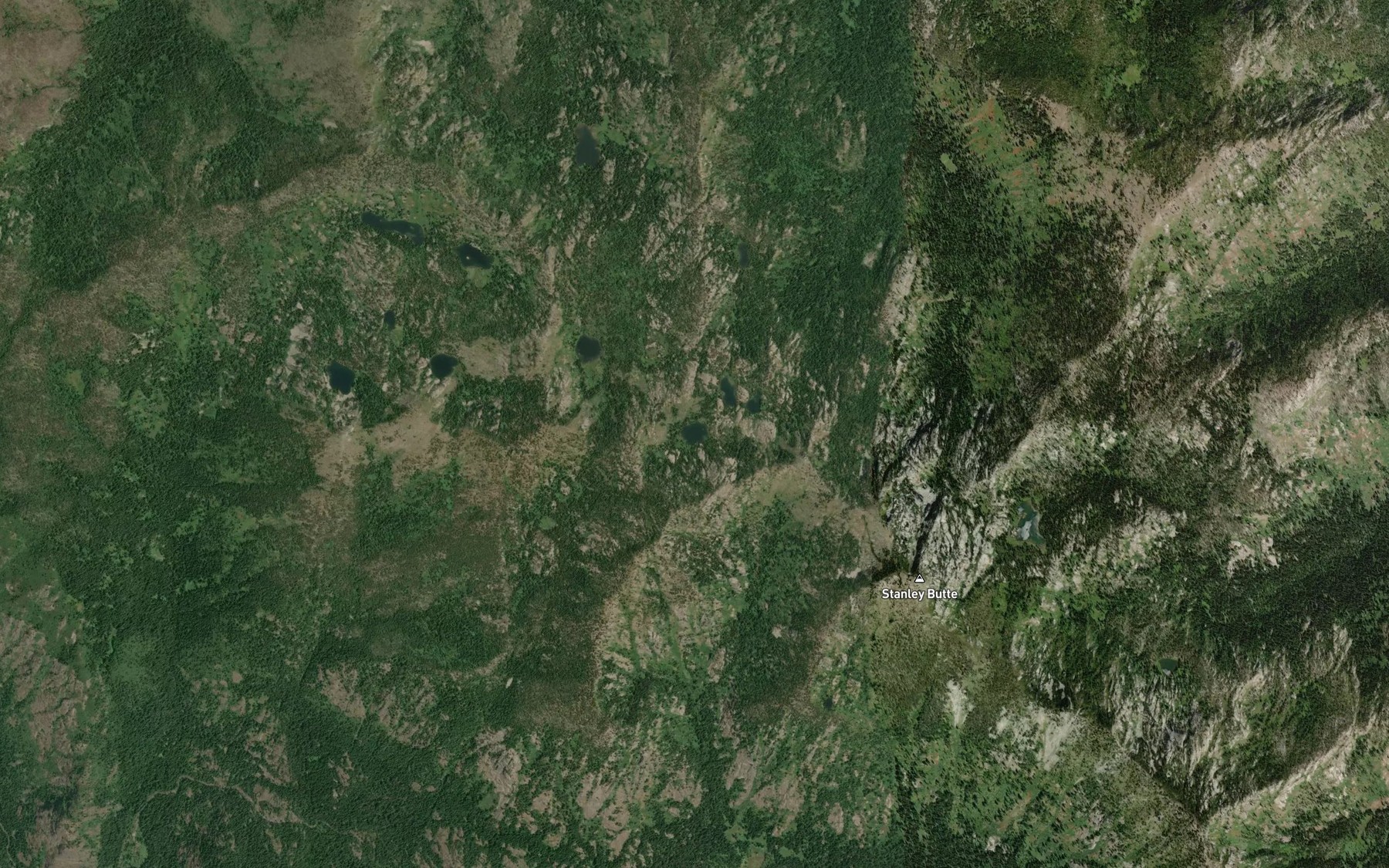 Satellite map of the Seven Lakes