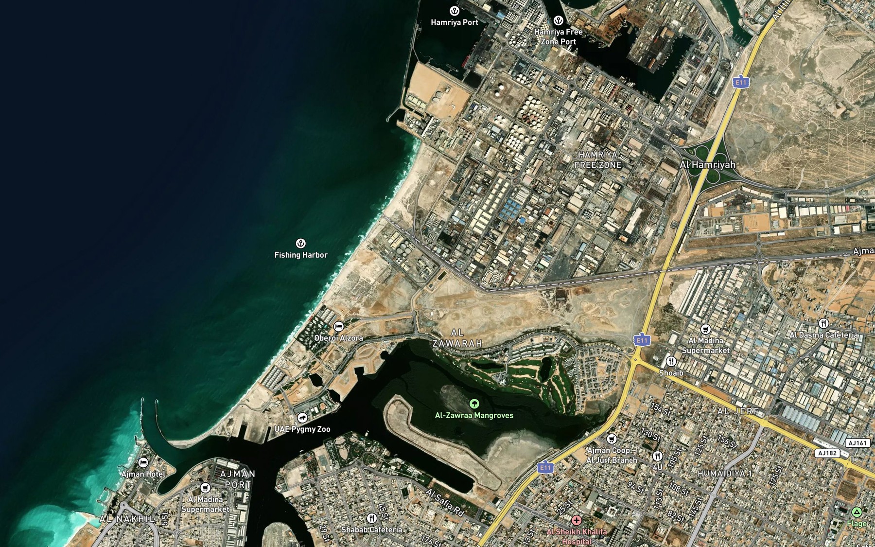 Satellite map of the Khawr Zawrah