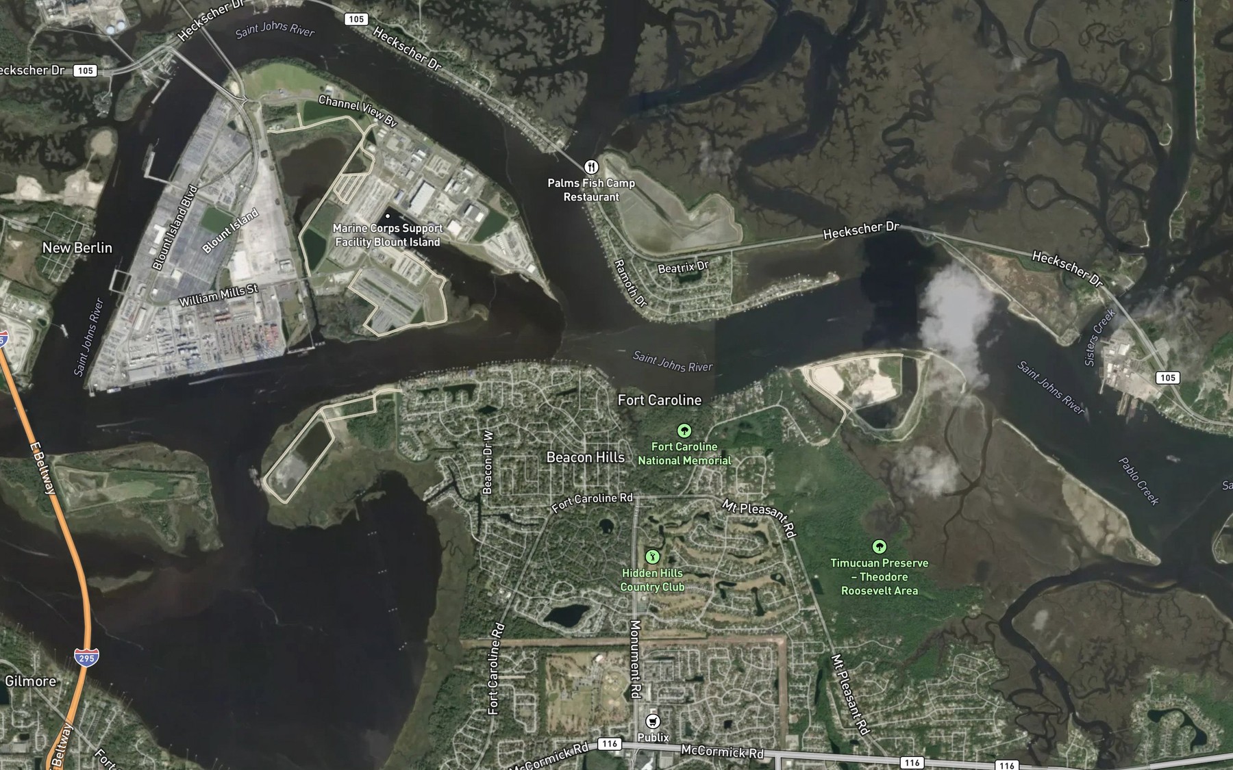 Satellite map of the Shipyard Creek