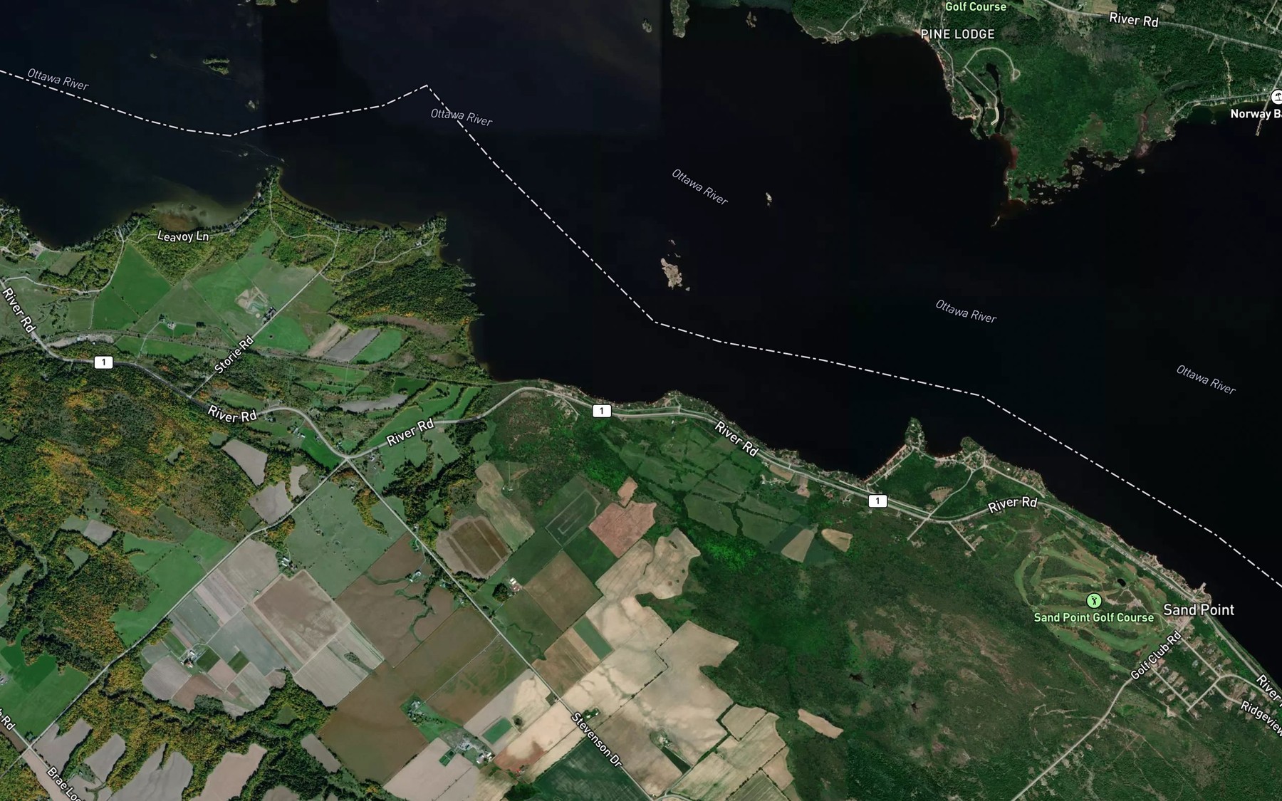 Satellite map of the Stewarts Bay