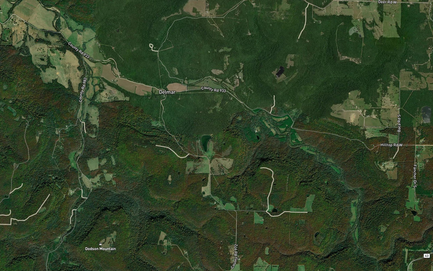 Satellite map of the Brewer Lake