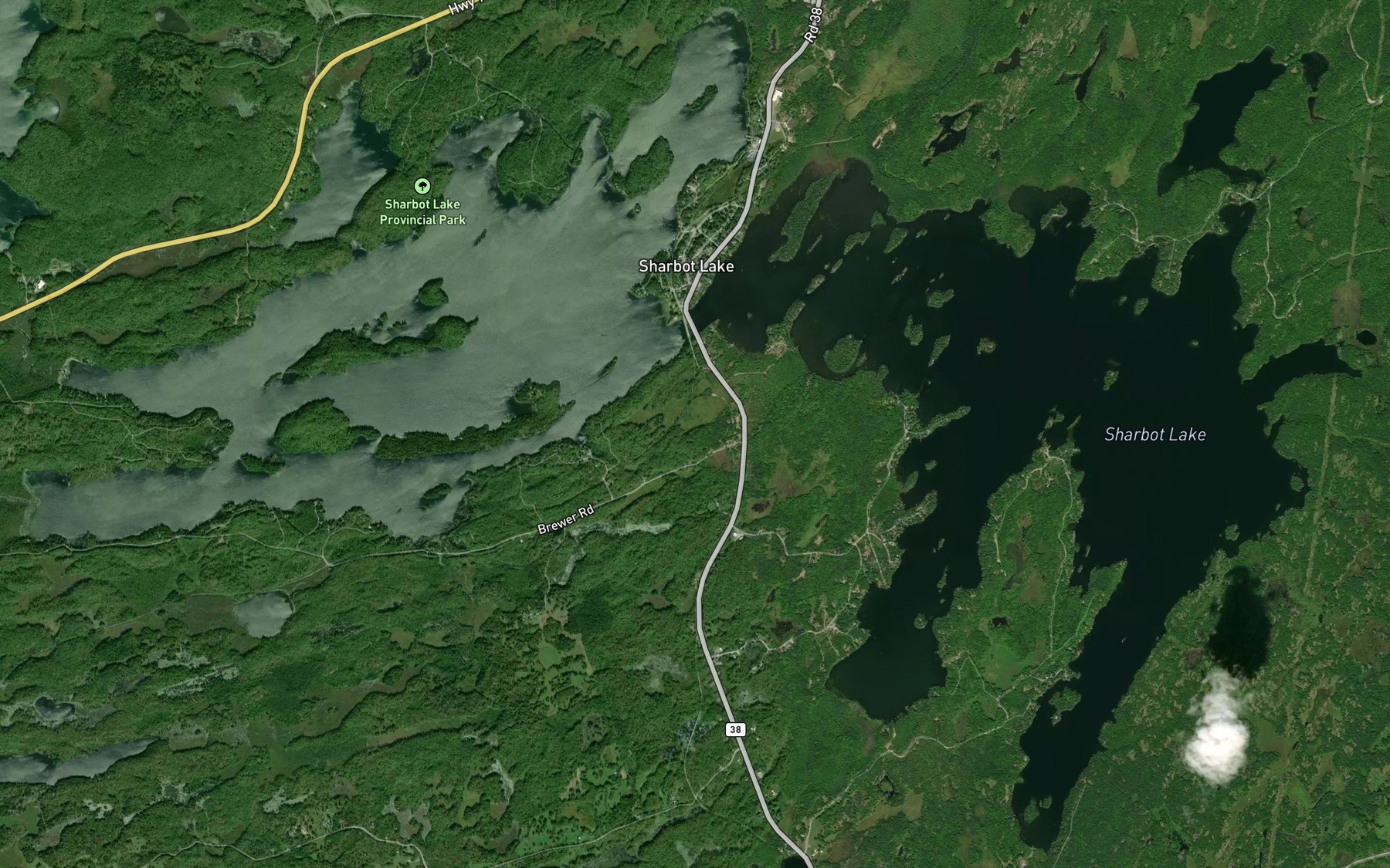 Satellite map of the Sharbot Lake