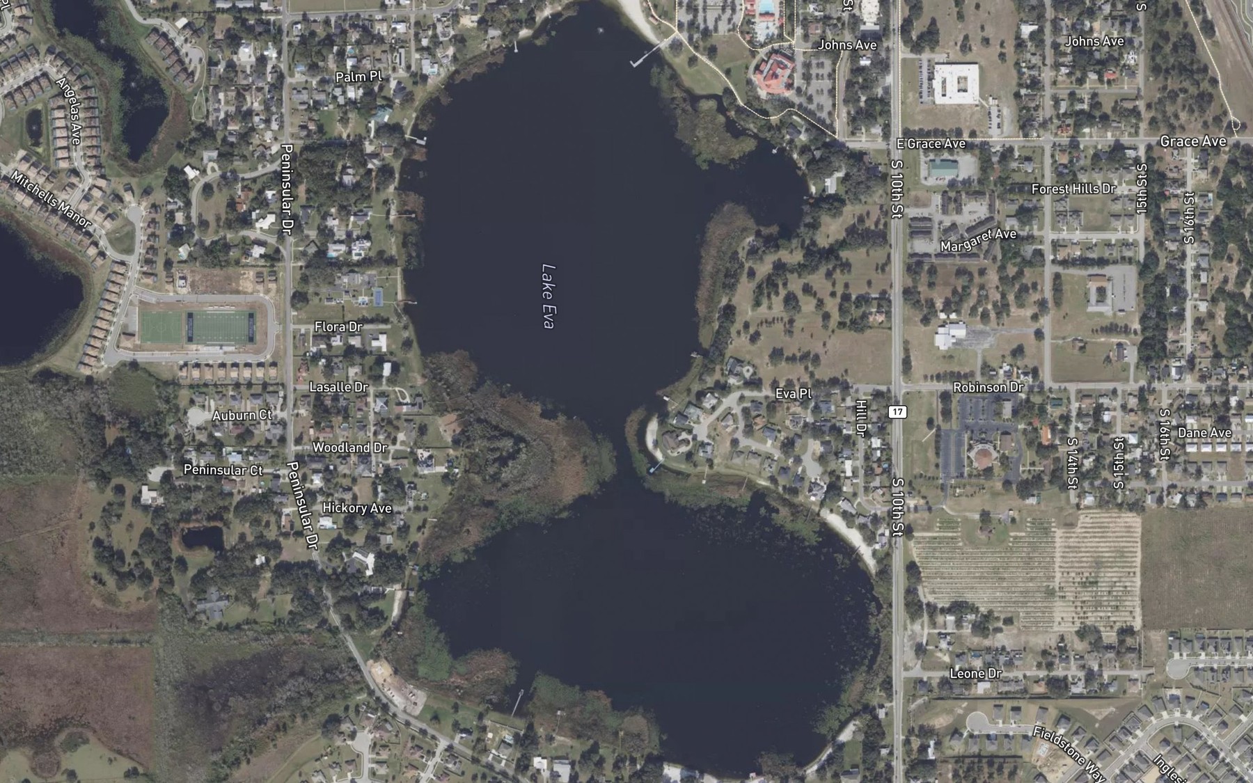 Satellite map of the Lake Eva