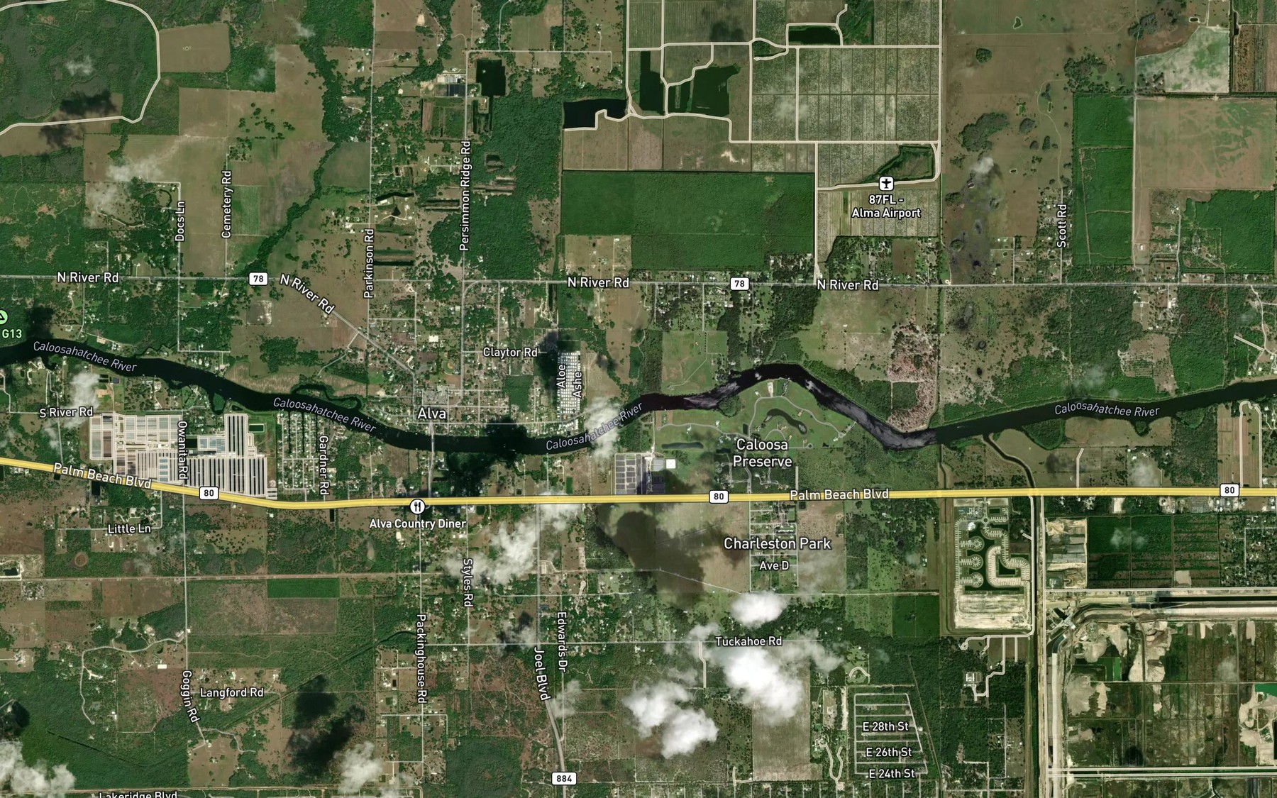 Satellite map of the Spanish Creek