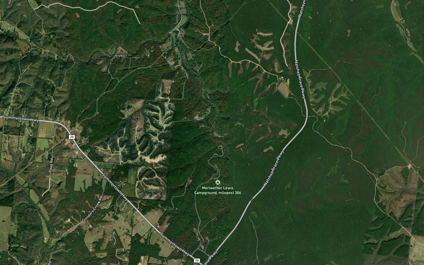 Satellite map of the Sammies Branch