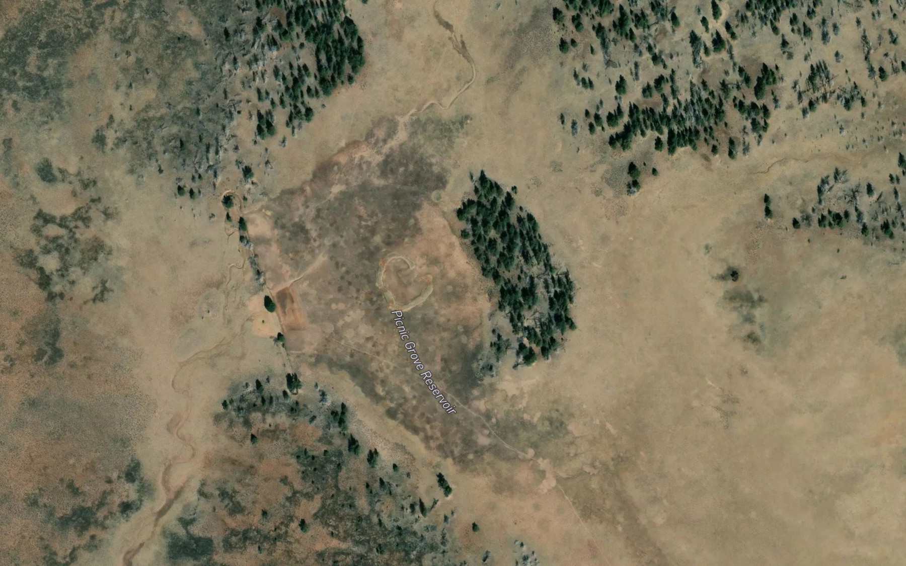 Satellite map of the Picnic Grove Reservoir