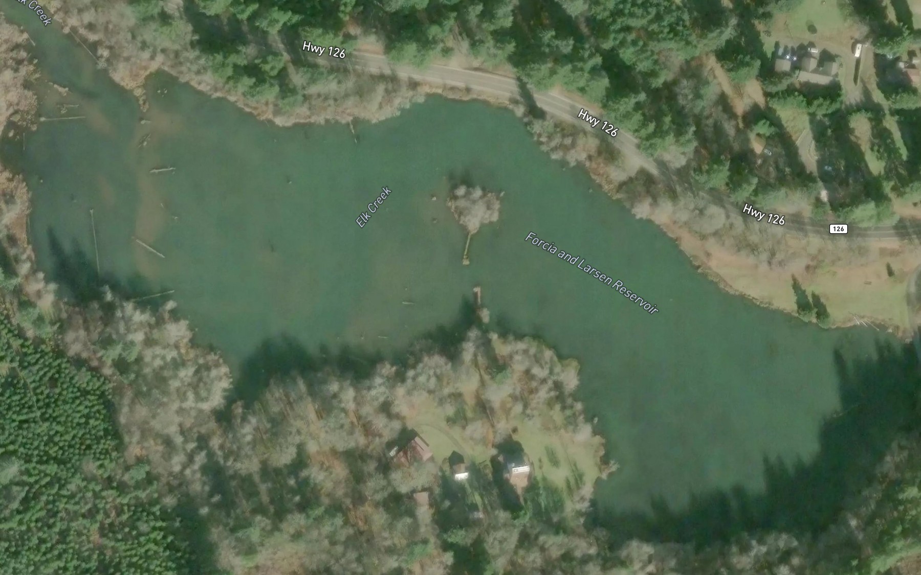 Satellite map of the Forcia and Larsen Reservoir