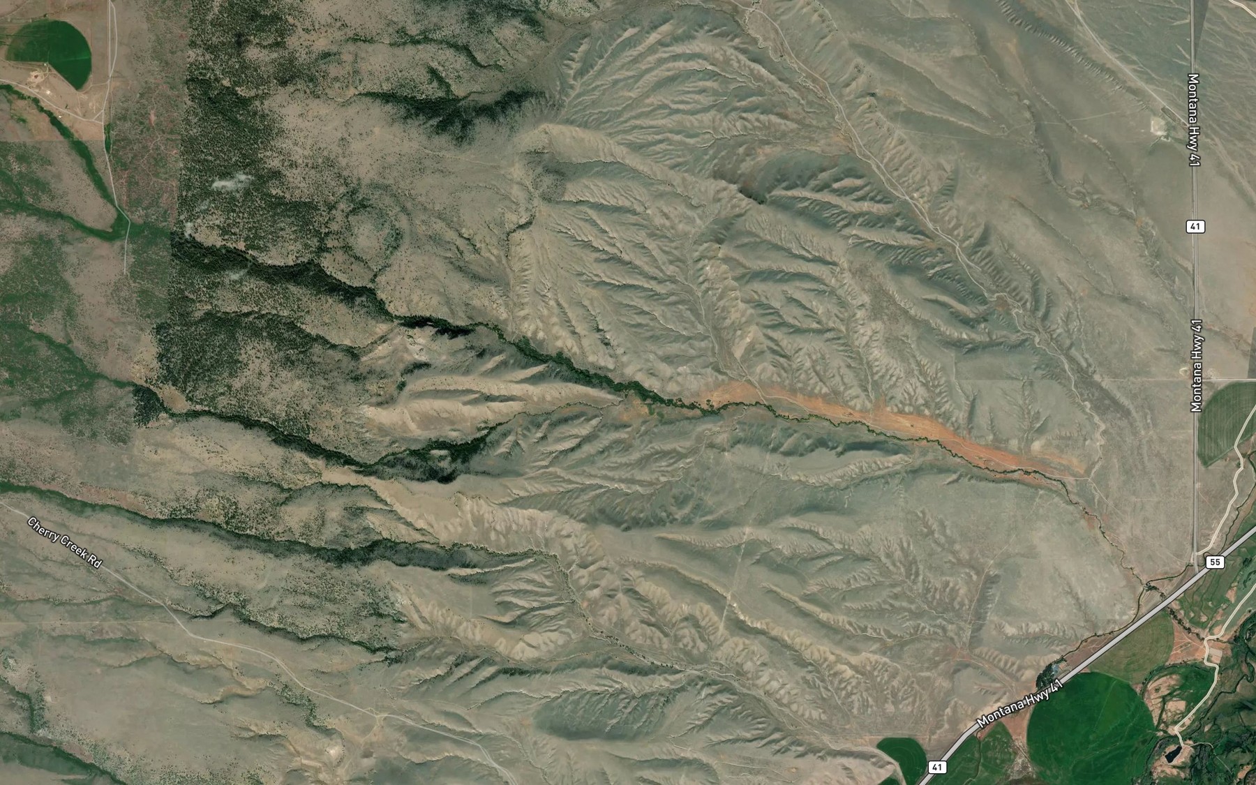 Satellite map of the Dry Creek