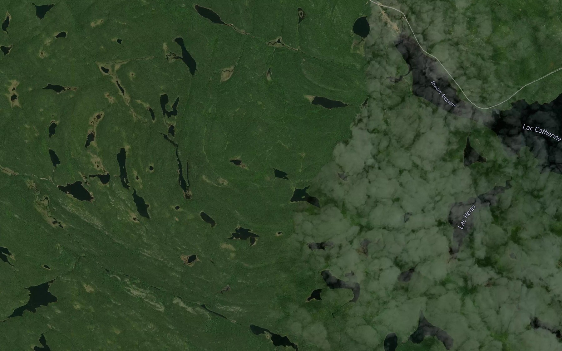 Satellite map of the Lac Yvan
