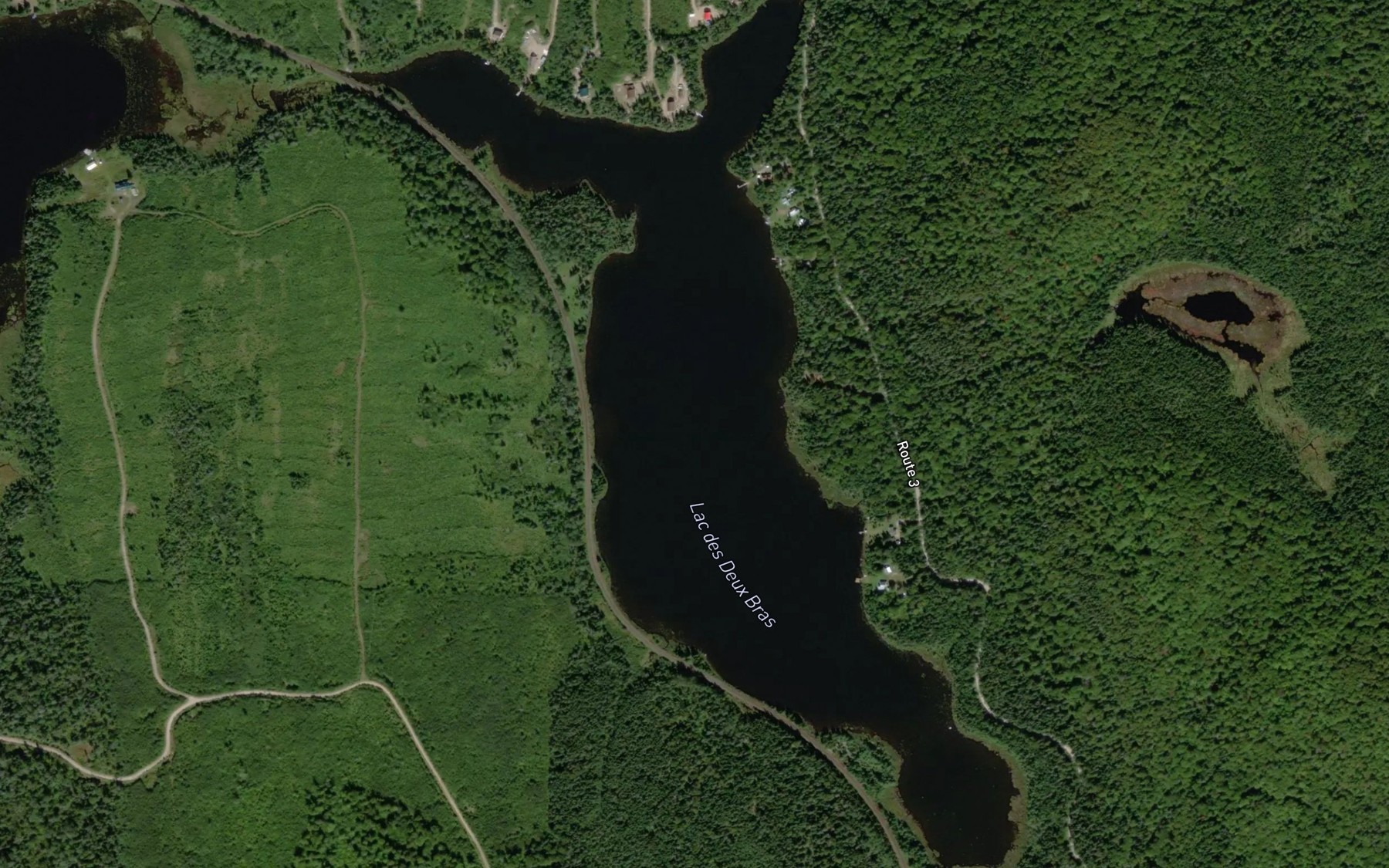 Satellite map of the Lac des Deux Bras