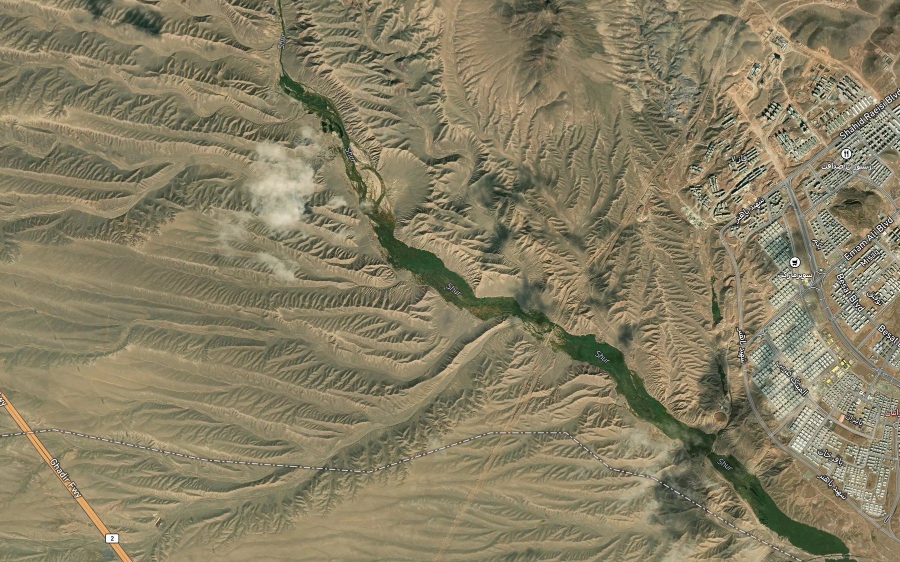 Satellite map of the Rud-e Shur