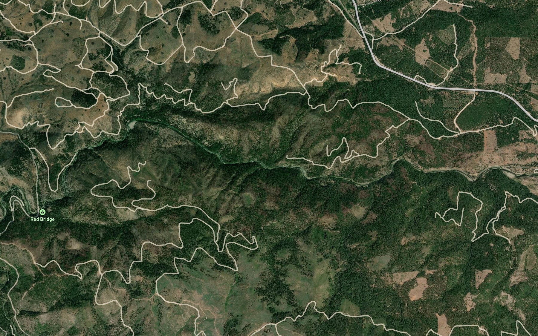 Satellite map of the Oliver Creek