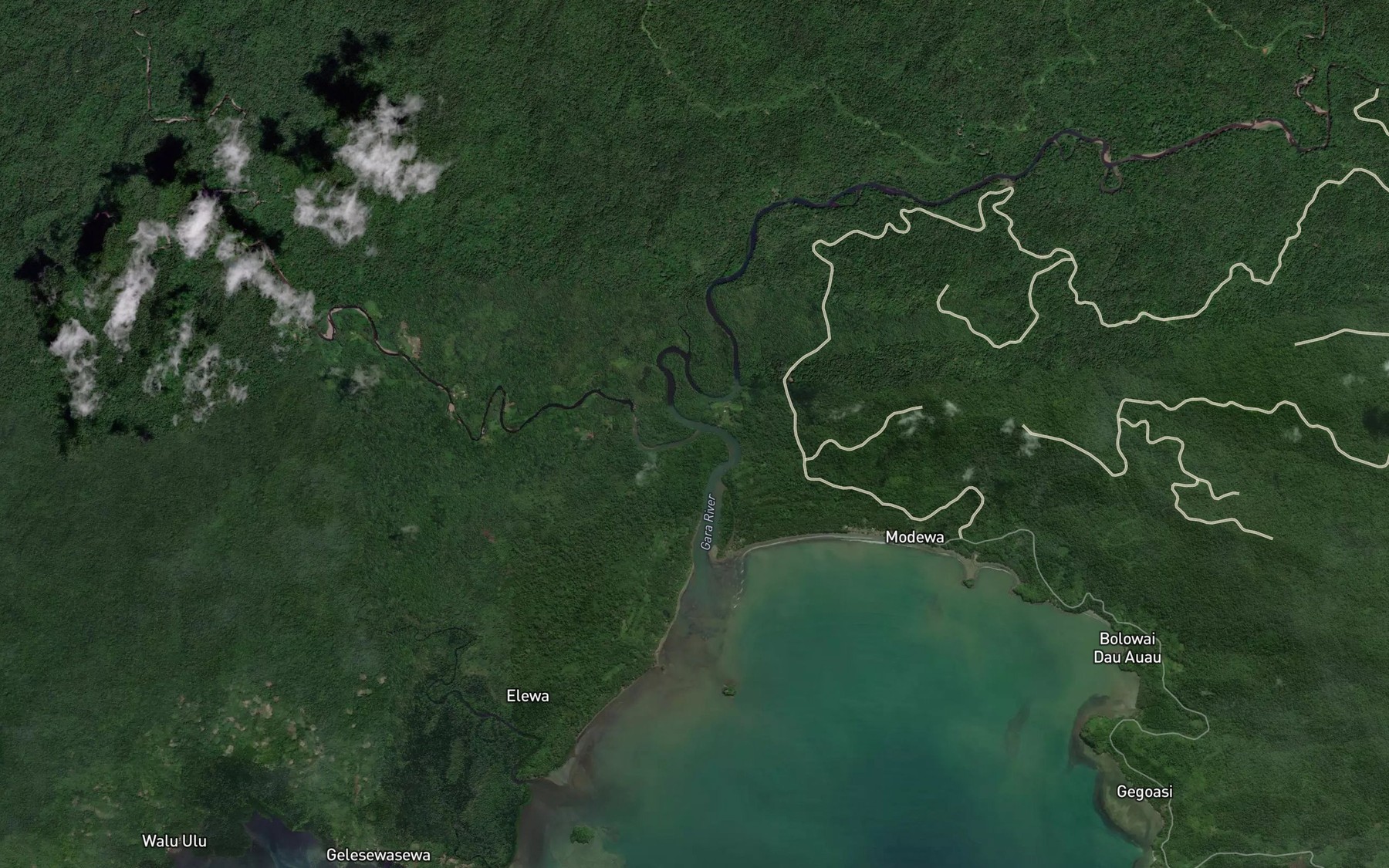 Satellite map of the Modewa River
