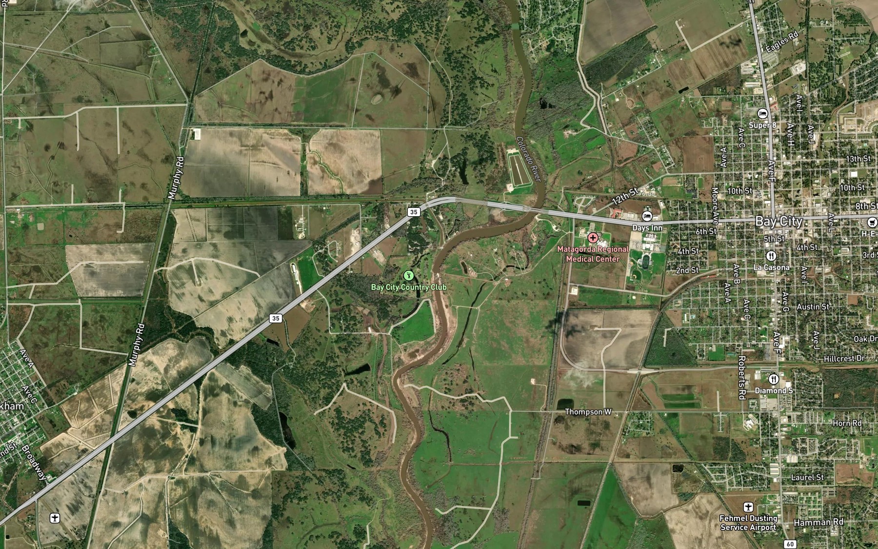 Satellite map of the Bay City Lake