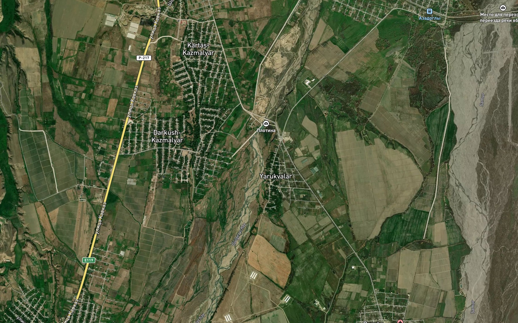 Satellite map of the Kanal Samur-Derbentskiy