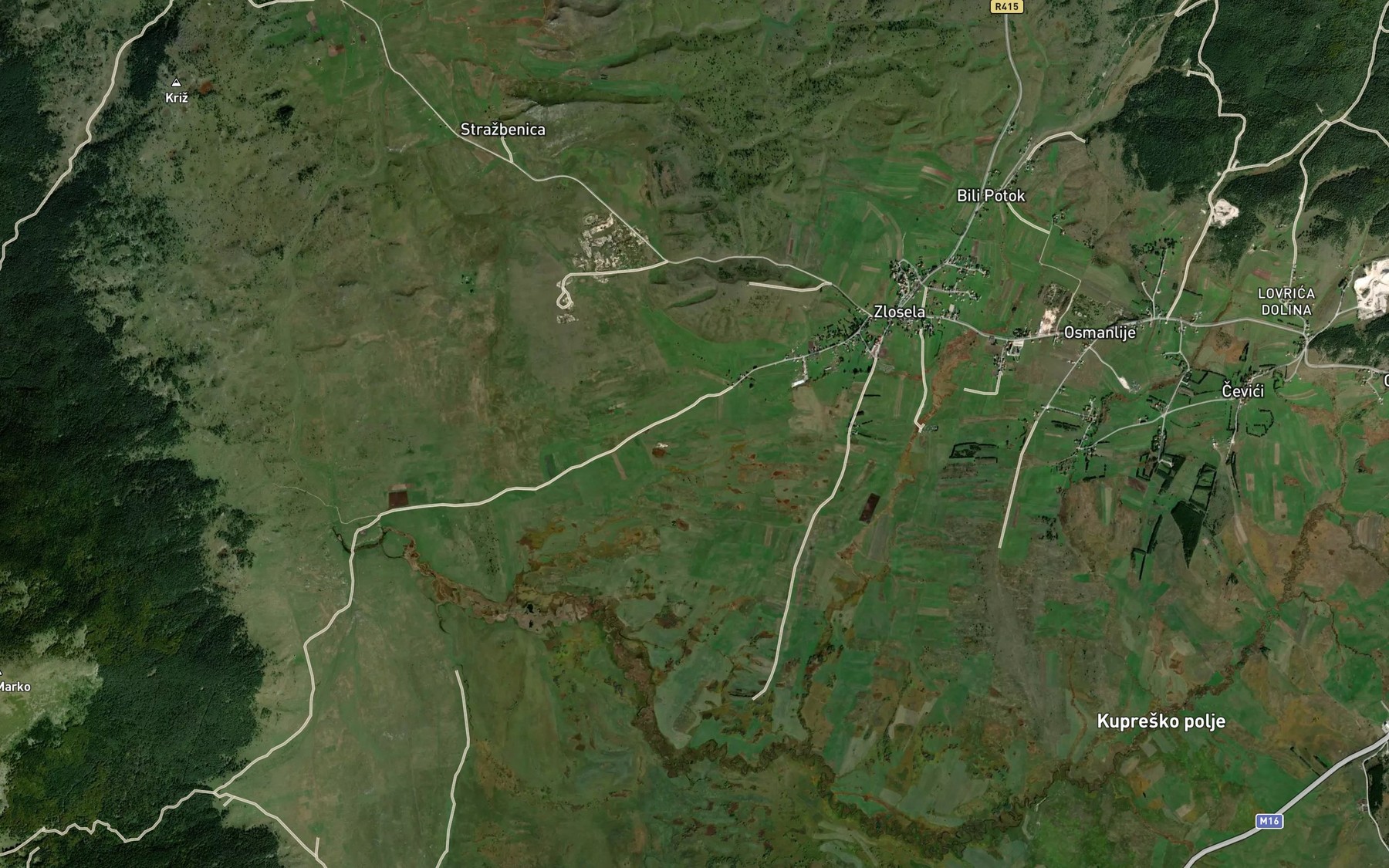 Satellite map of the Pisteljci