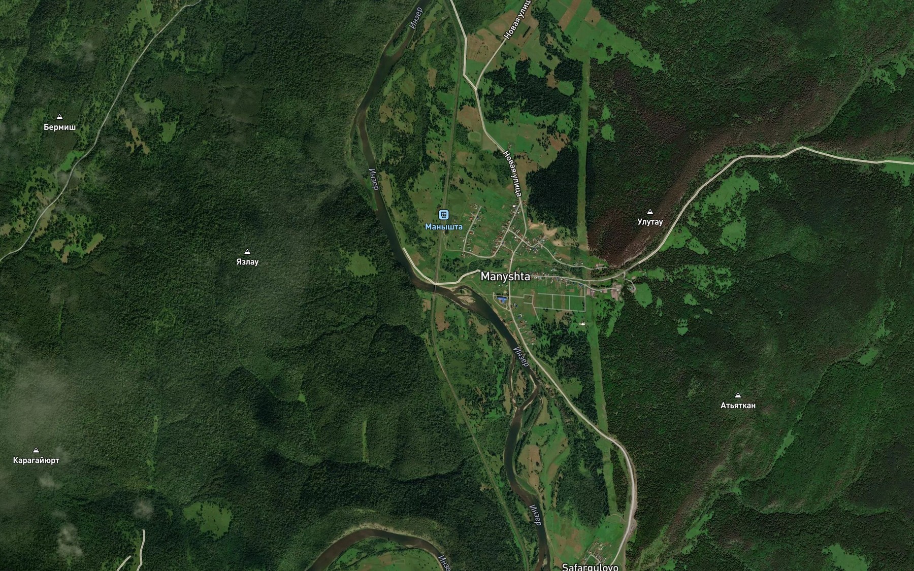 Satellite map of the Manyshta