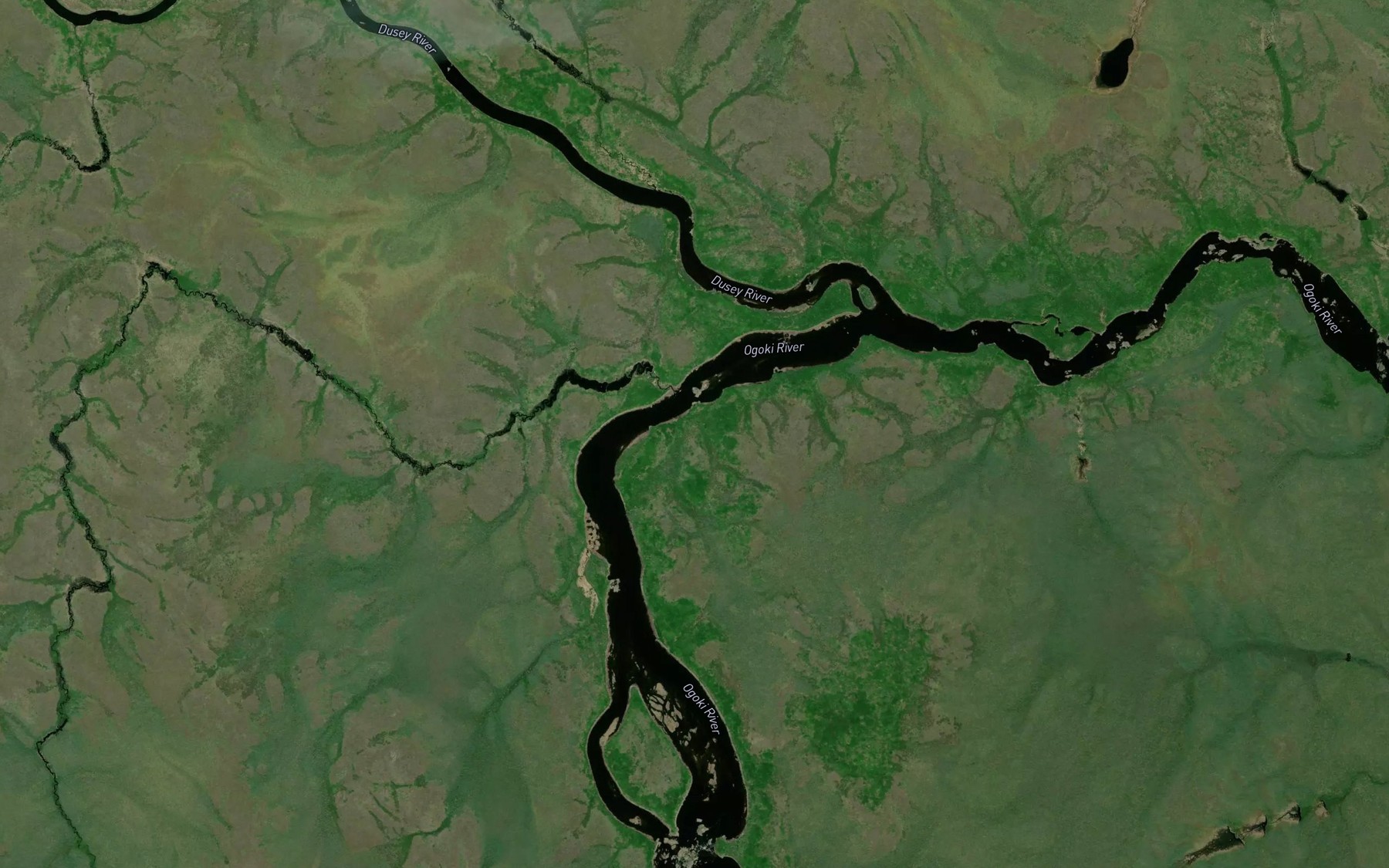 Satellite map of the Dusey River