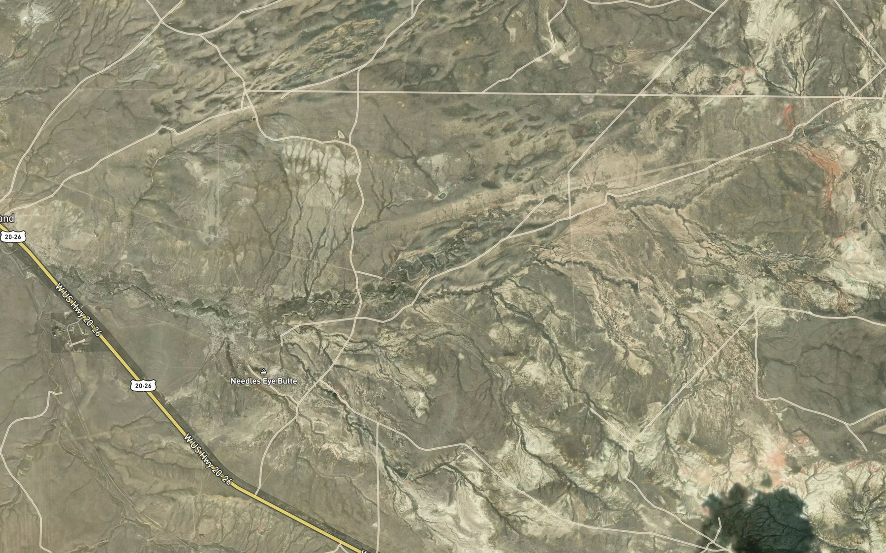 Satellite map of the Poison Creek Reservoir