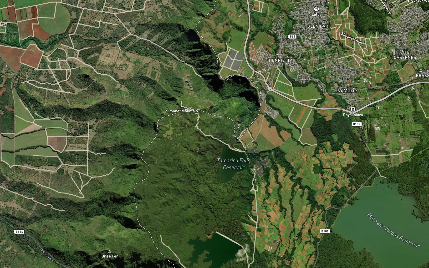 Satellite map of the Tamarin Falls
