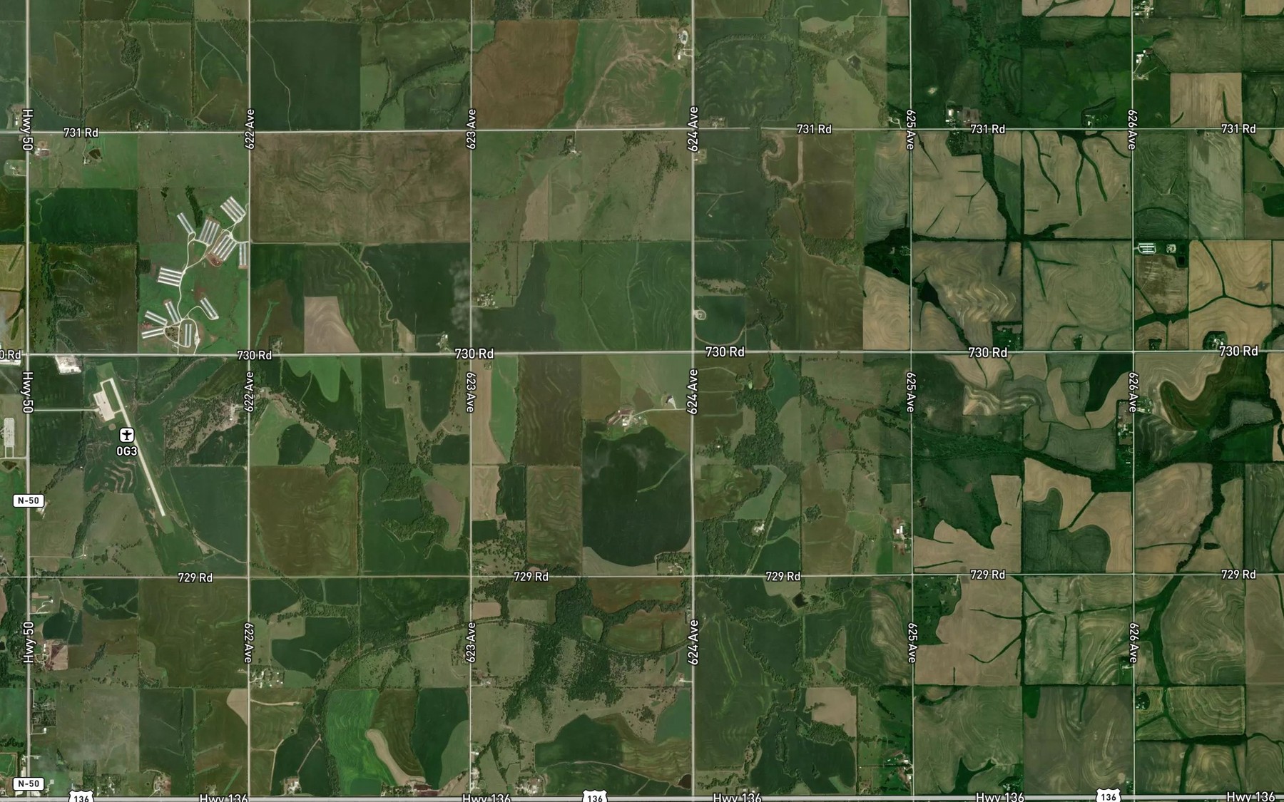 Satellite map of the Spring Creek Reservoir 8-1