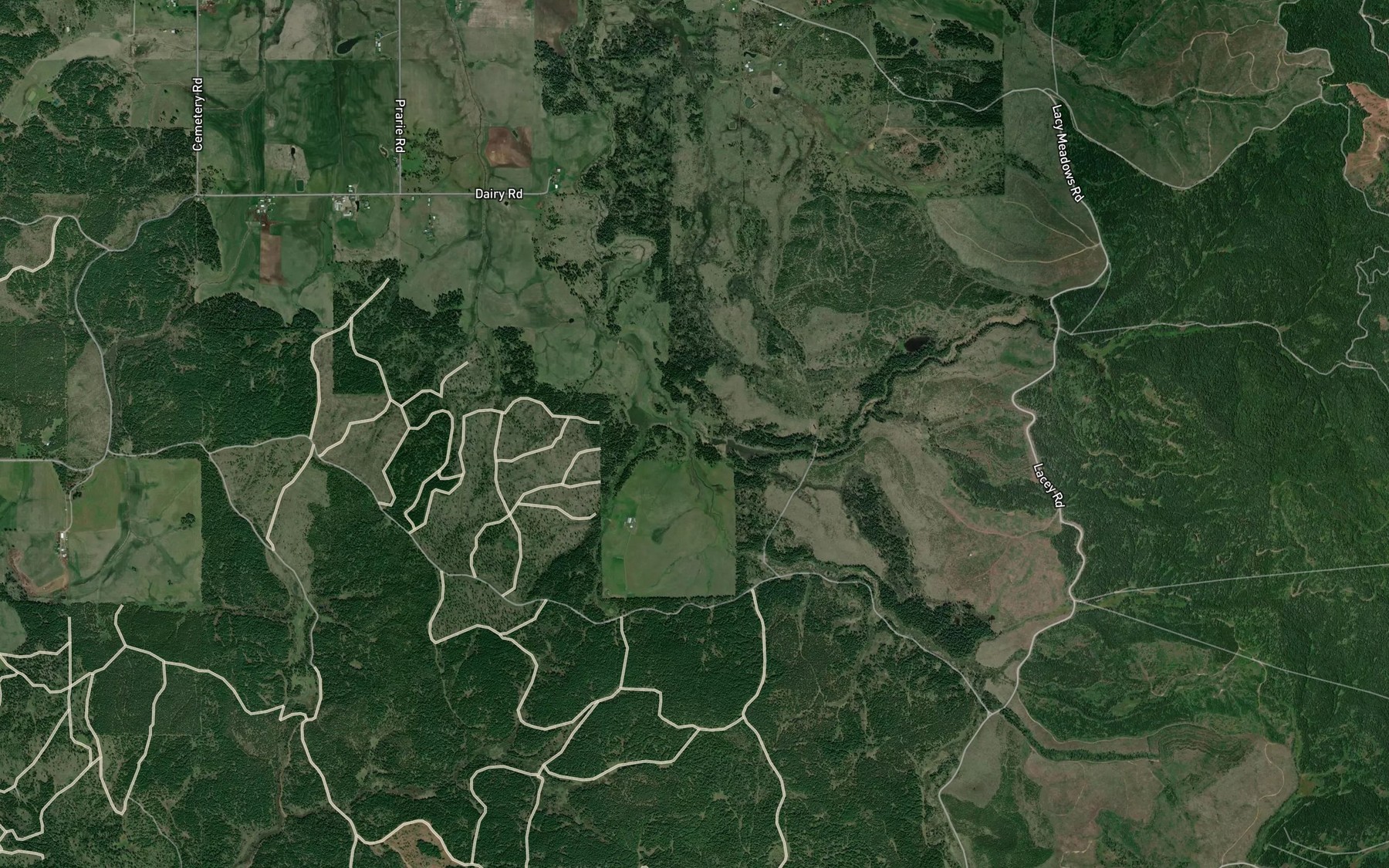 Satellite map of the Wilson Creek