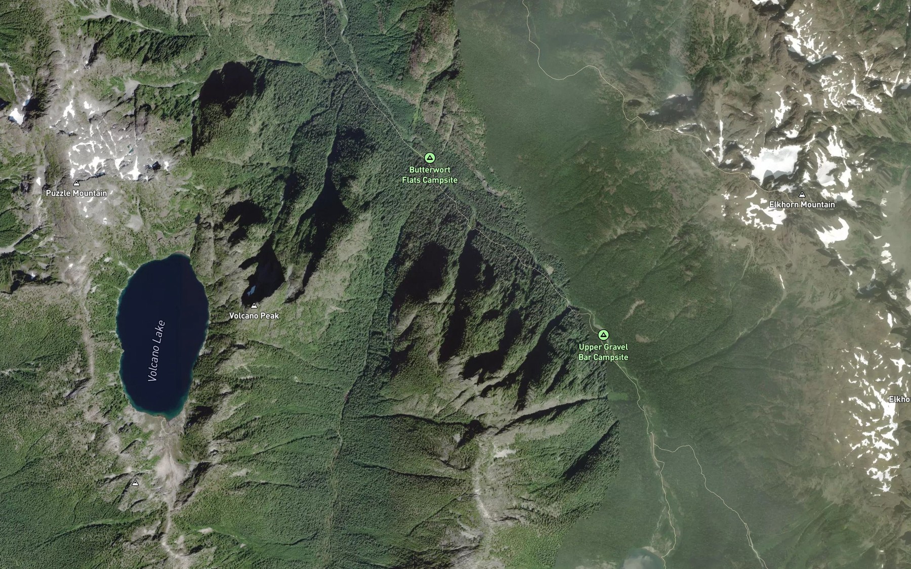 Satellite map of the Butterwort Creek
