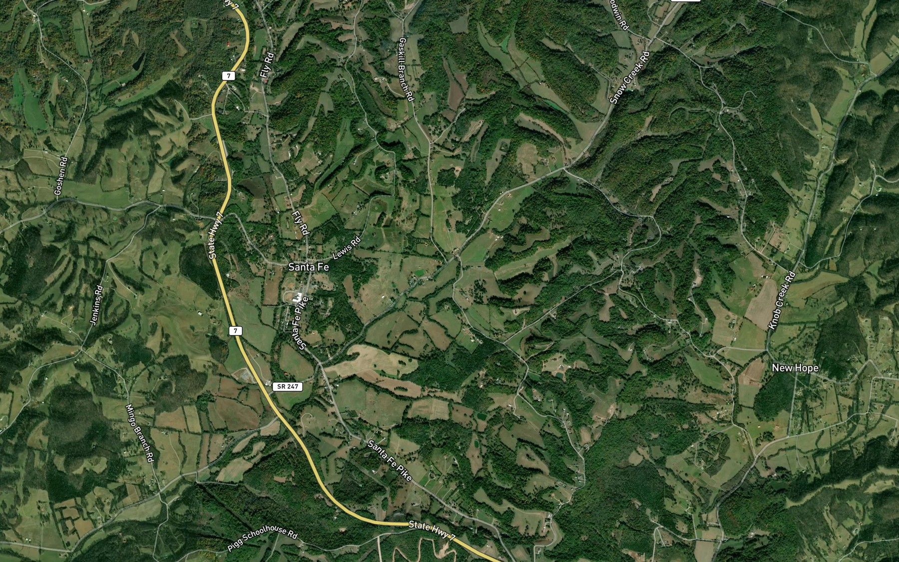 Satellite map of the Sowell Branch