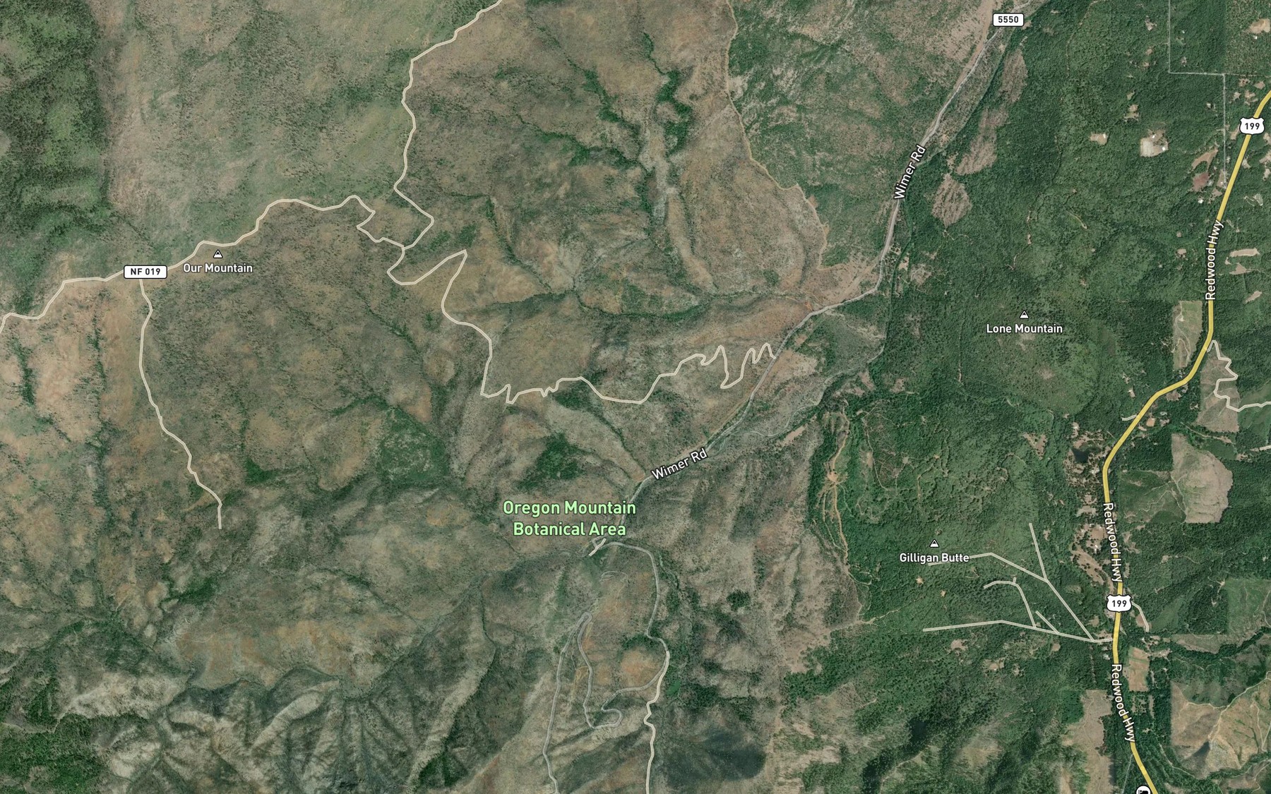 Satellite map of the Whiskey Creek