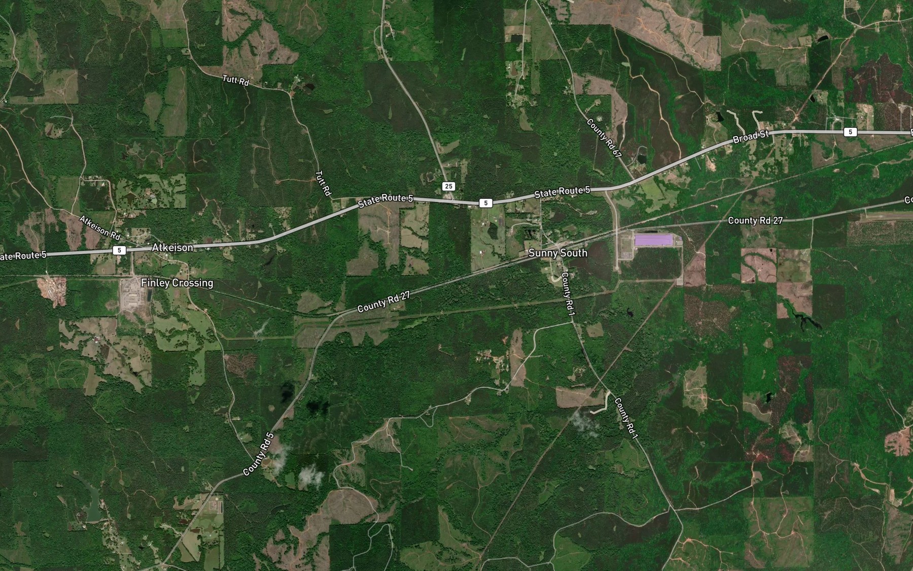 Satellite map of the Bear Creek