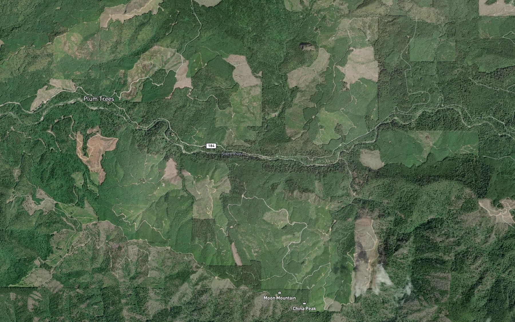 Satellite map of the Elephant Rock Creek