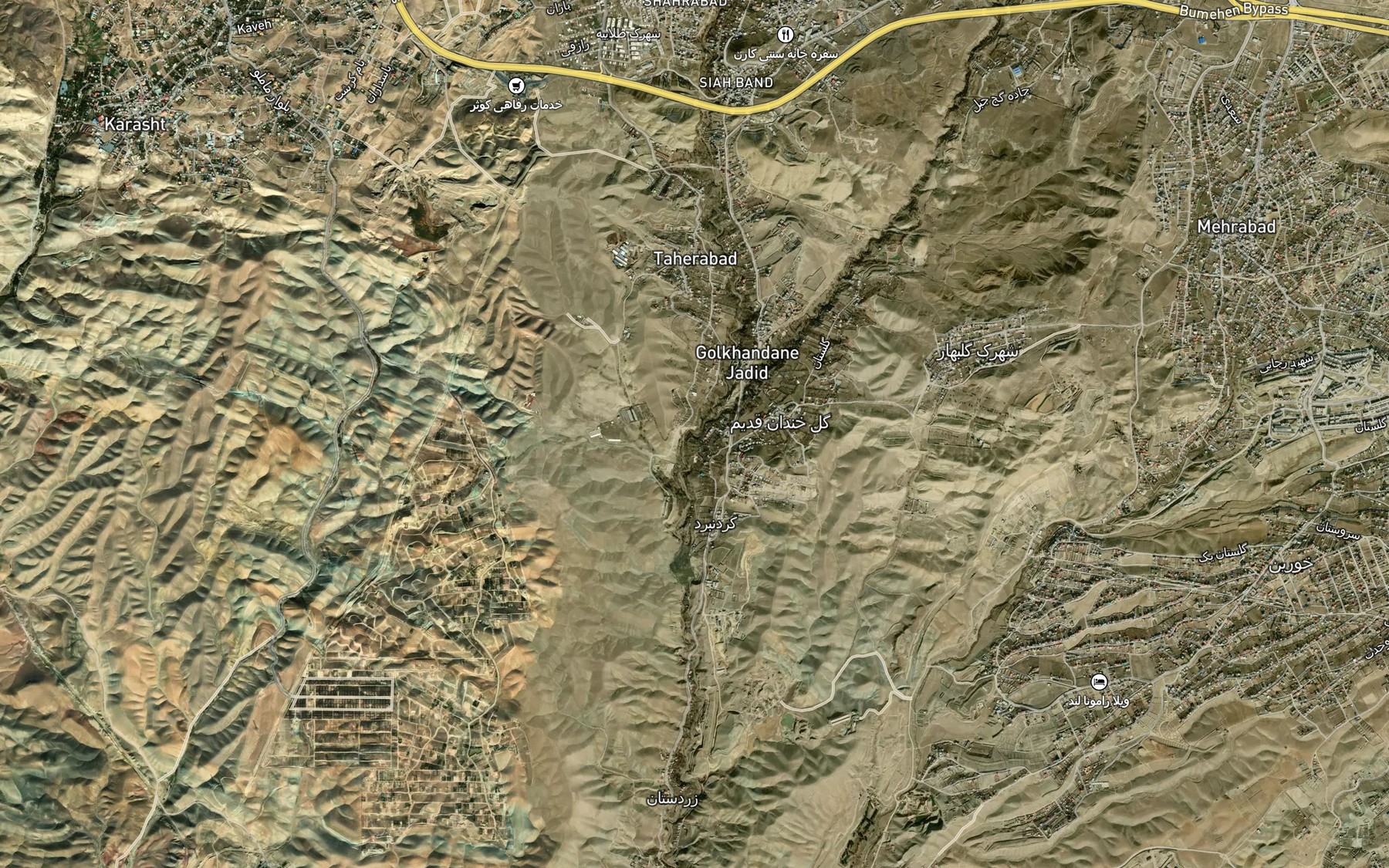 Satellite map of the Rudkhaneh-ye Ira
