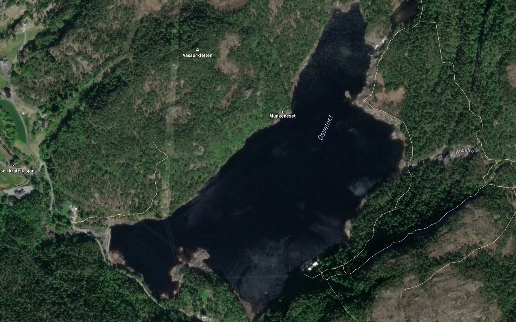 Satellite map of the Osvatnet