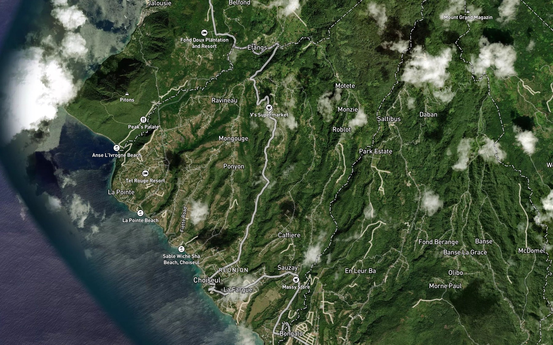 Satellite map of the Ravine Fond Louis