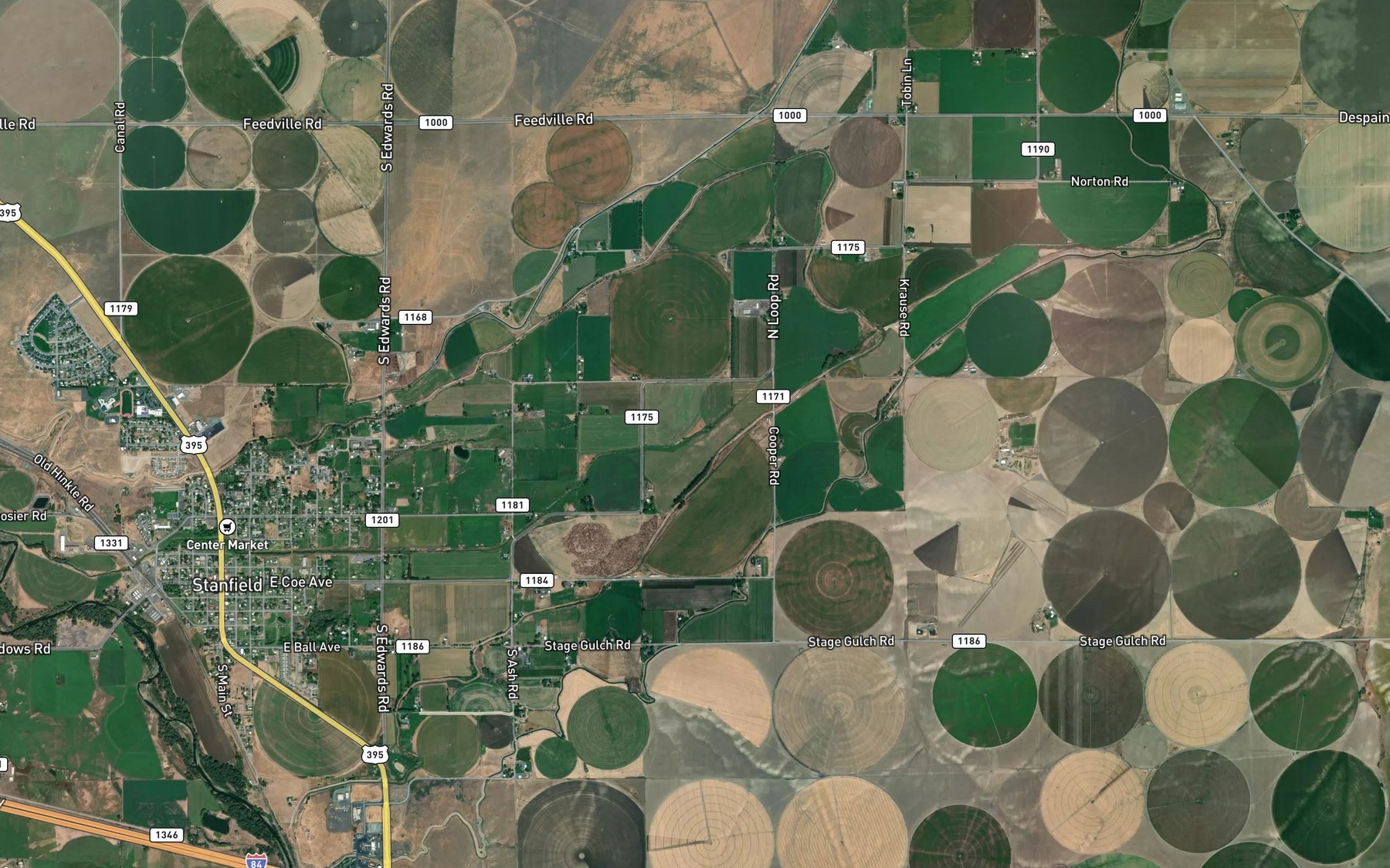 Satellite map of the Stanfield Drain