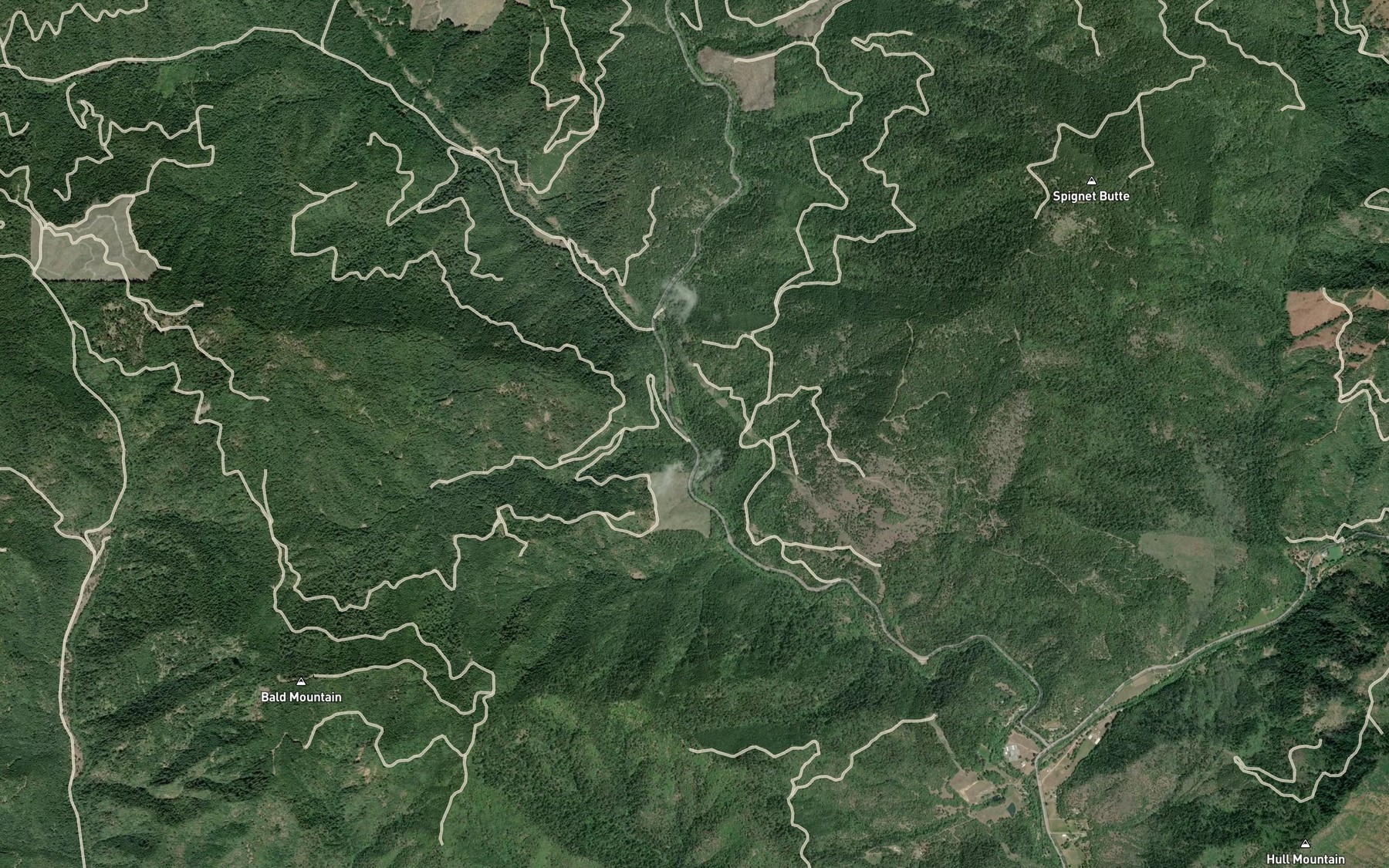 Satellite map of the Raspberry Creek