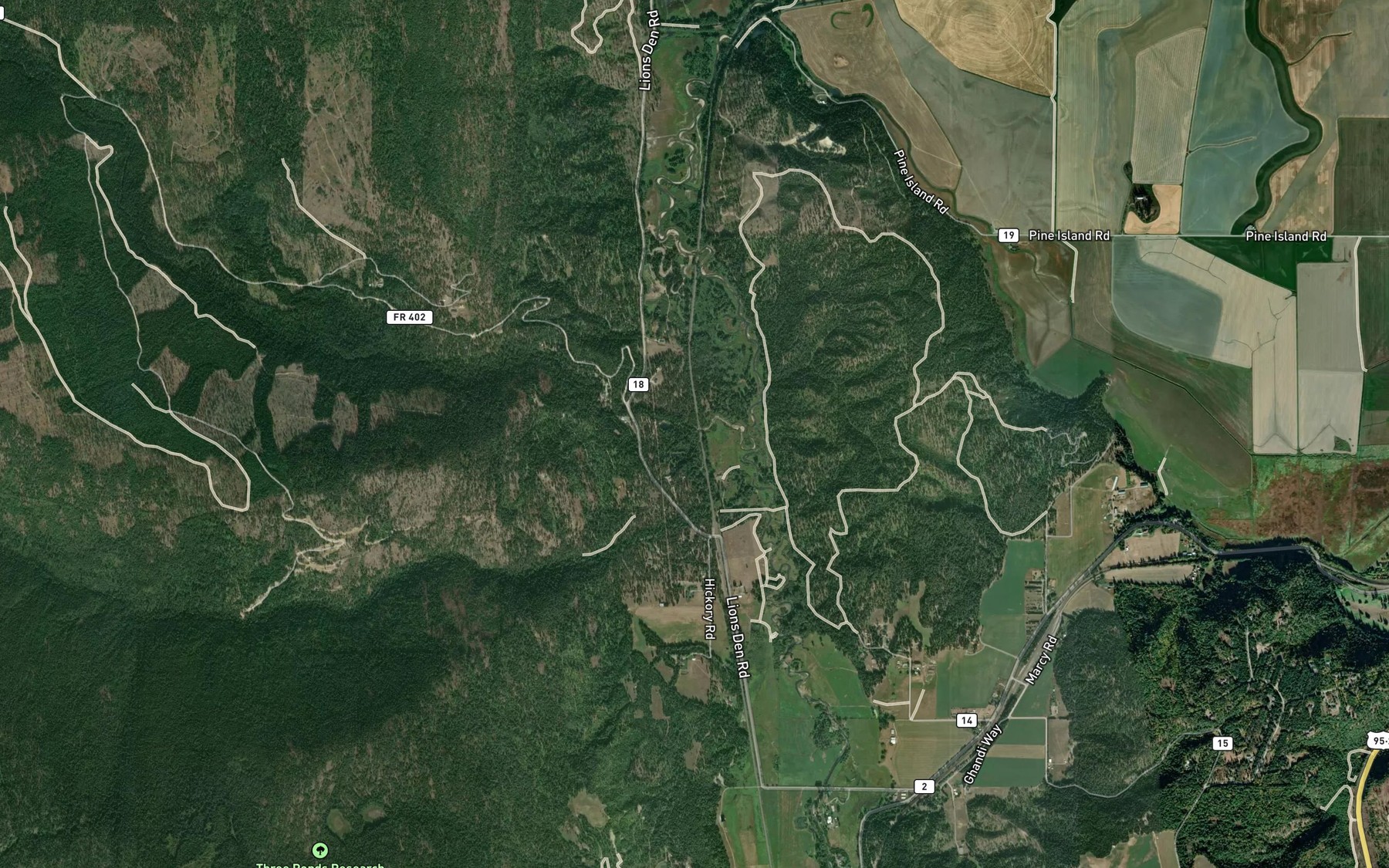 Satellite map of the Caribou Creek