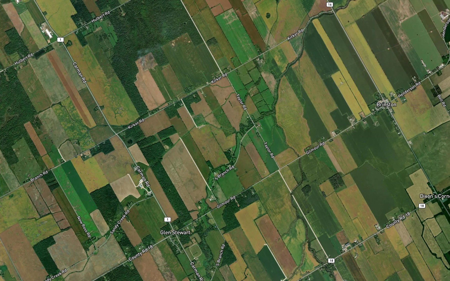 Satellite map of the Sandy Creek
