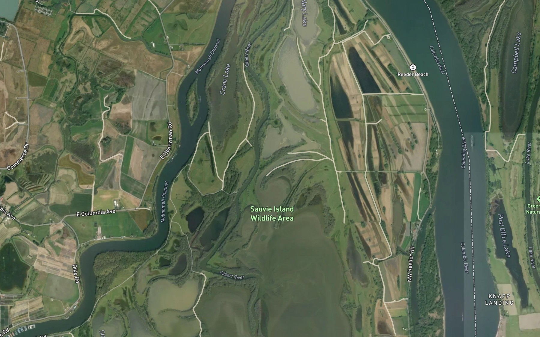 Satellite map of the Petes Slough Reservoir