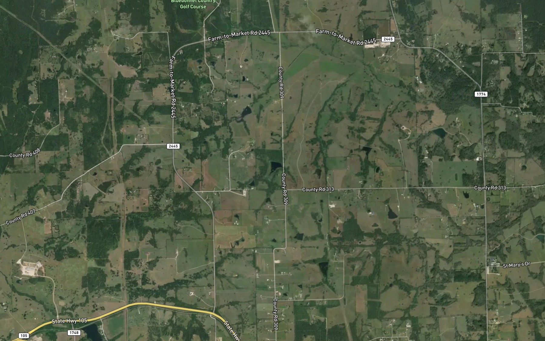 Satellite map of the Stoneham Lake